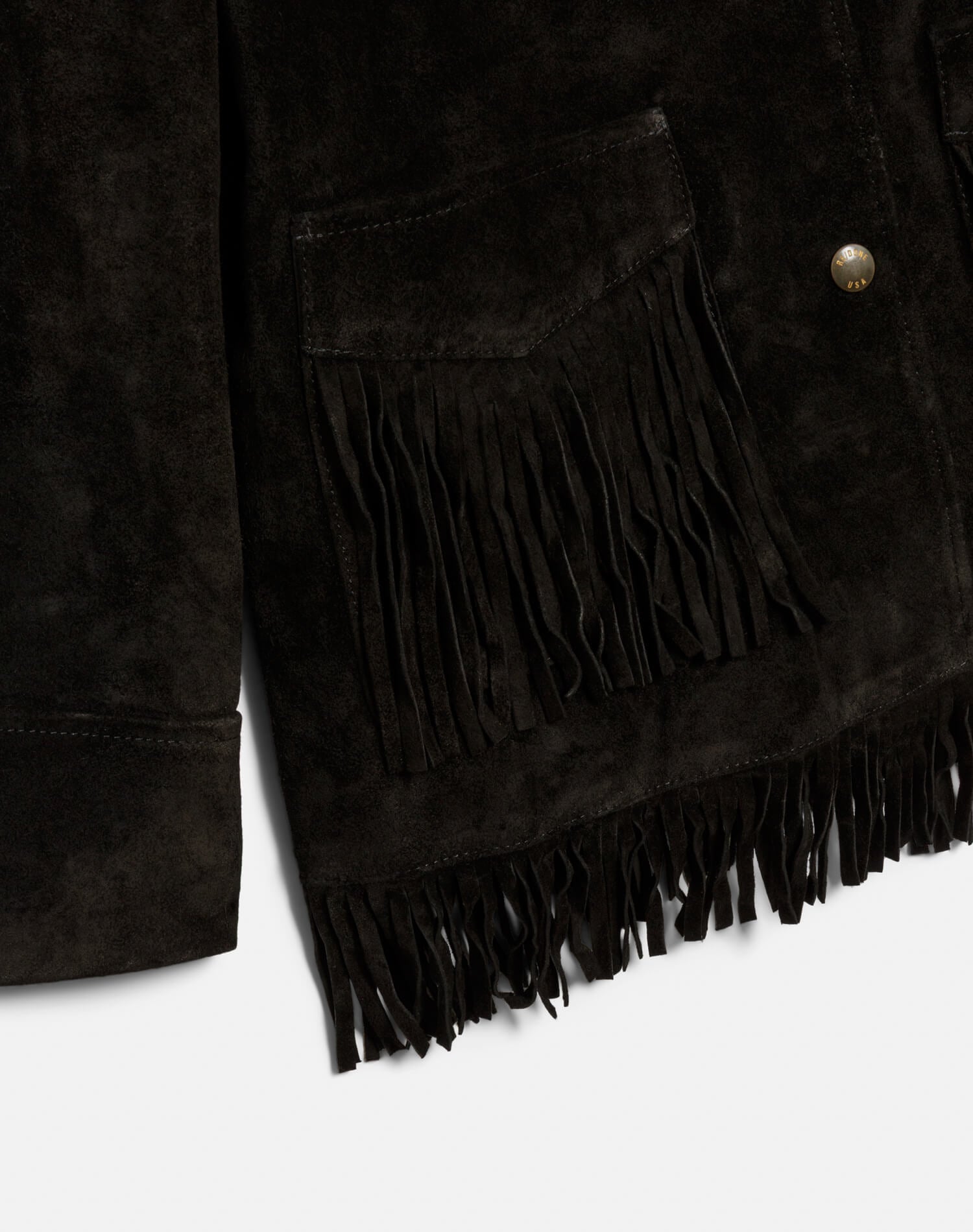 Suede Fringe Jacket - Black