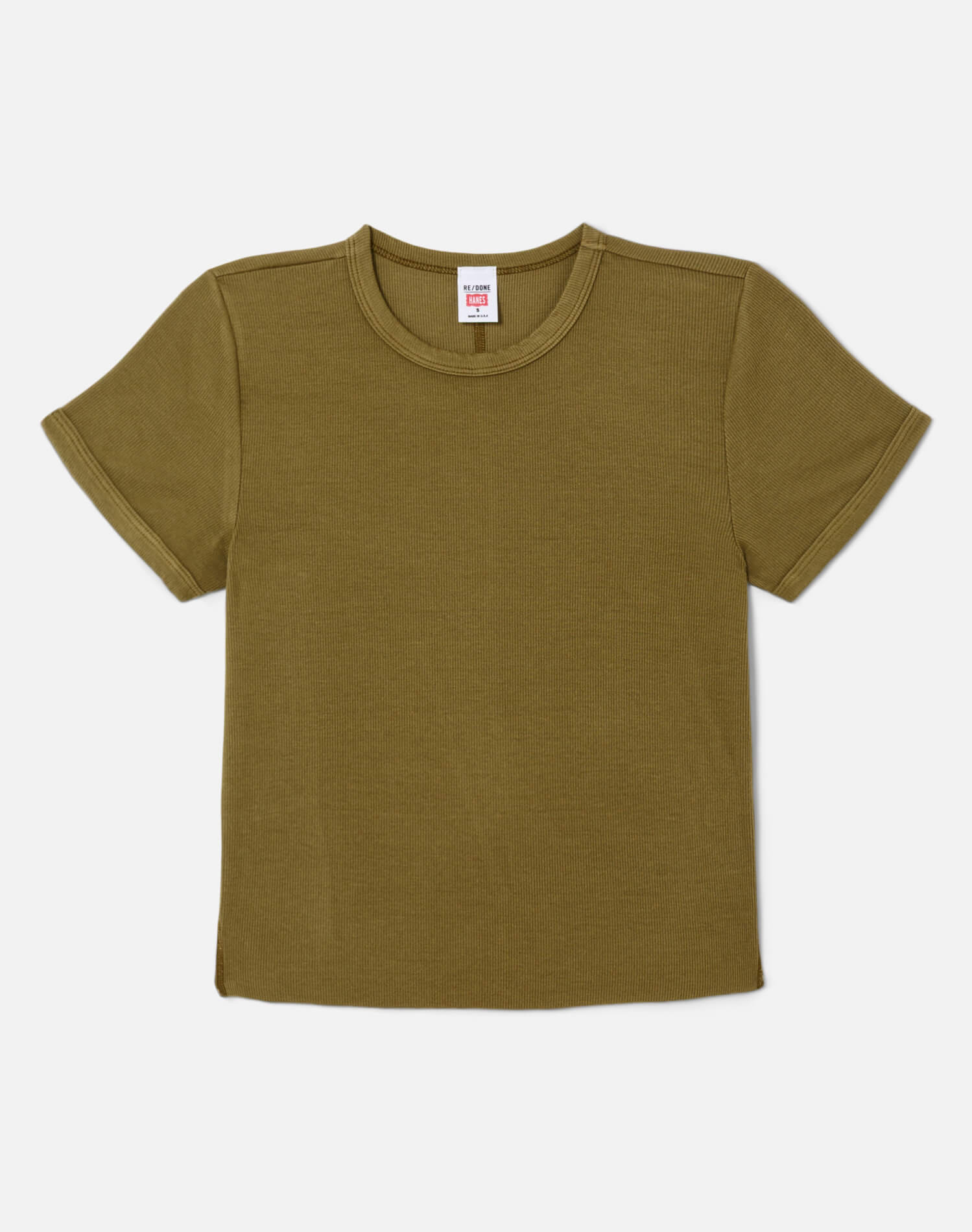 Hanes 90s Ribbed Cap Sleeve Tee - Fatigue