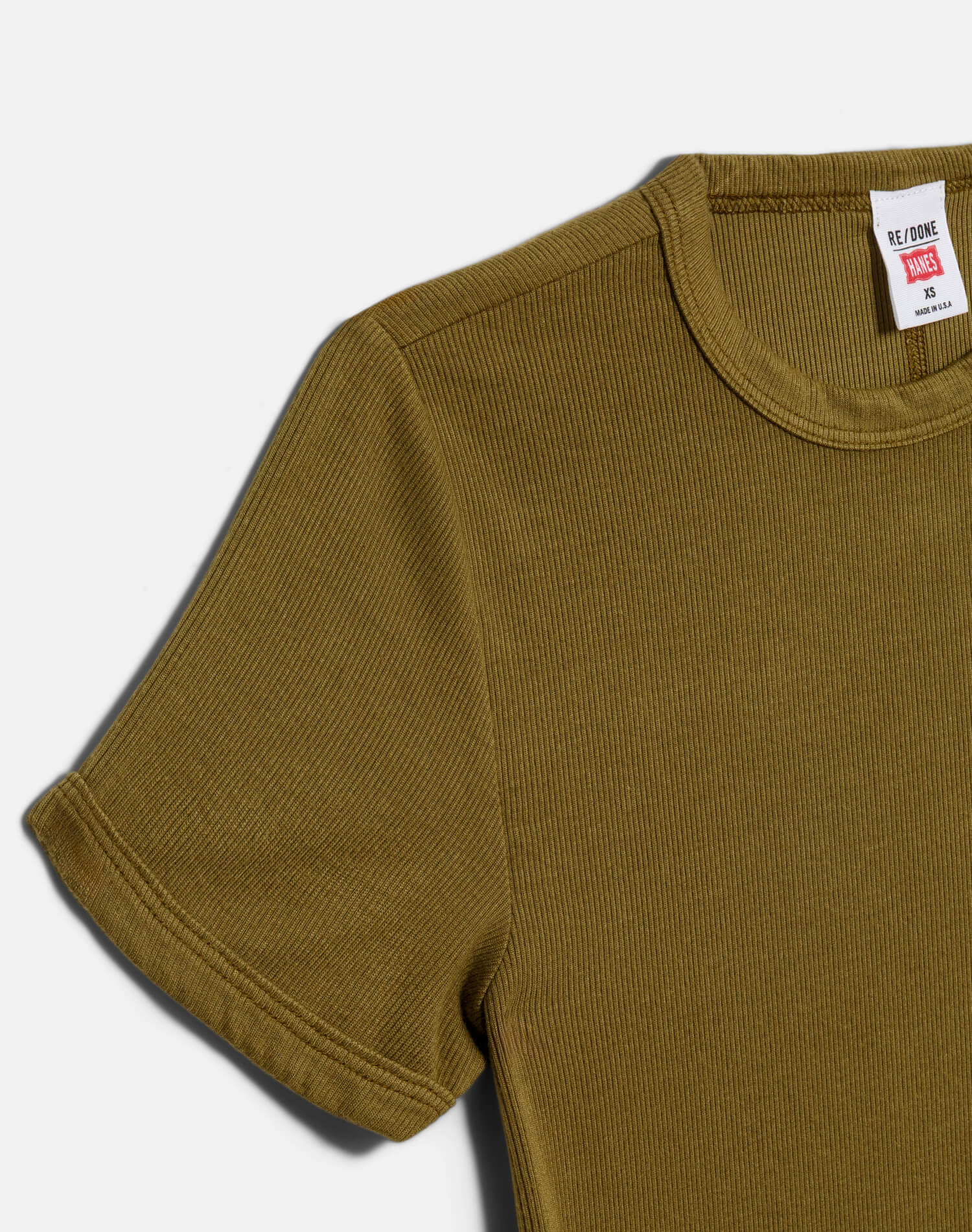 Hanes 90s Ribbed Cap Sleeve Tee - Fatigue