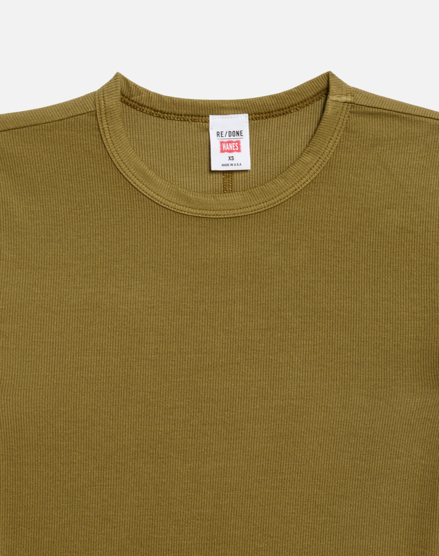 Hanes 90s Ribbed Cap Sleeve Tee - Fatigue