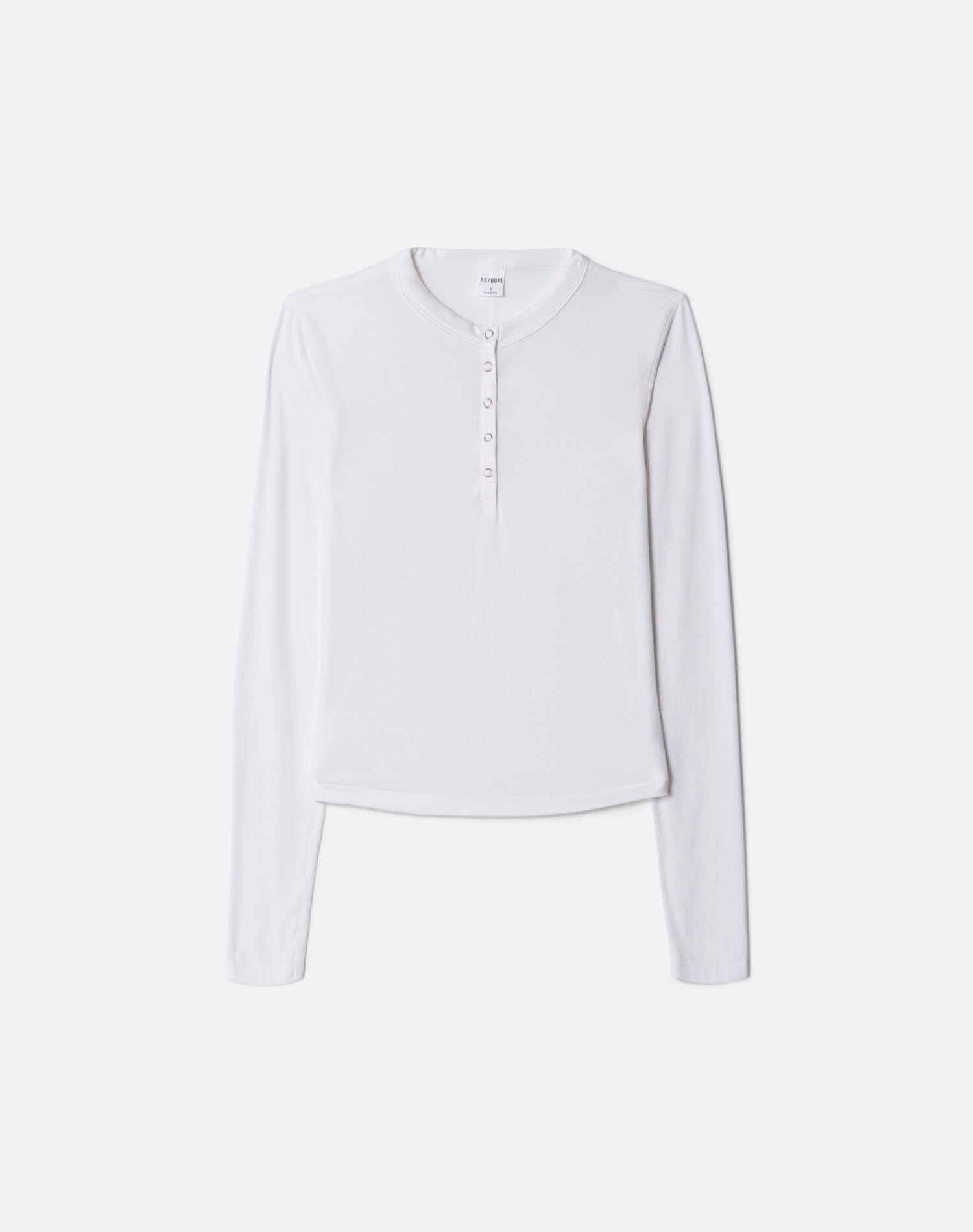 RE/DONE | Hanes Long Sleeve Ribbed Henley in Off White