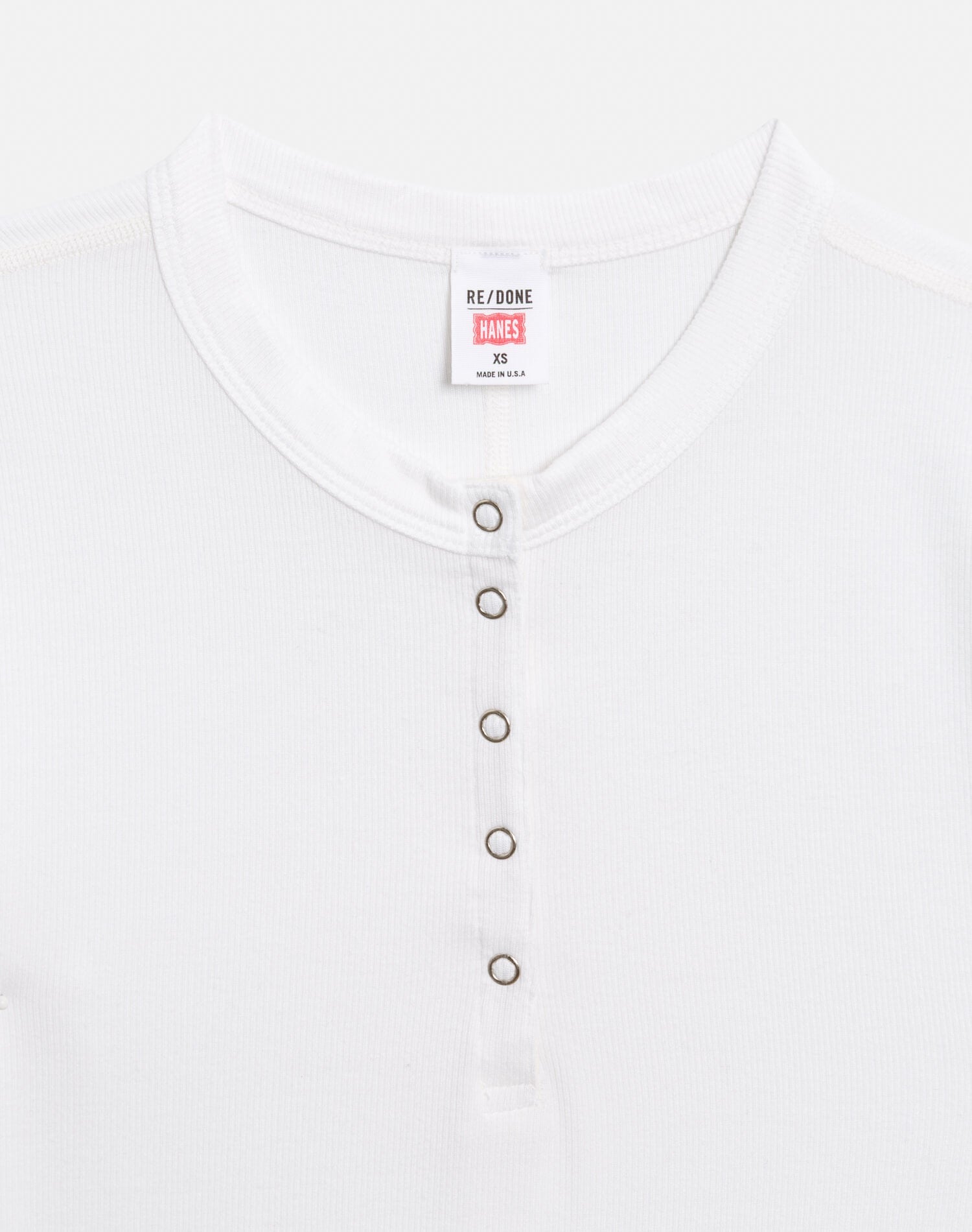 Hanes Long Sleeve Ribbed Henley - Off White