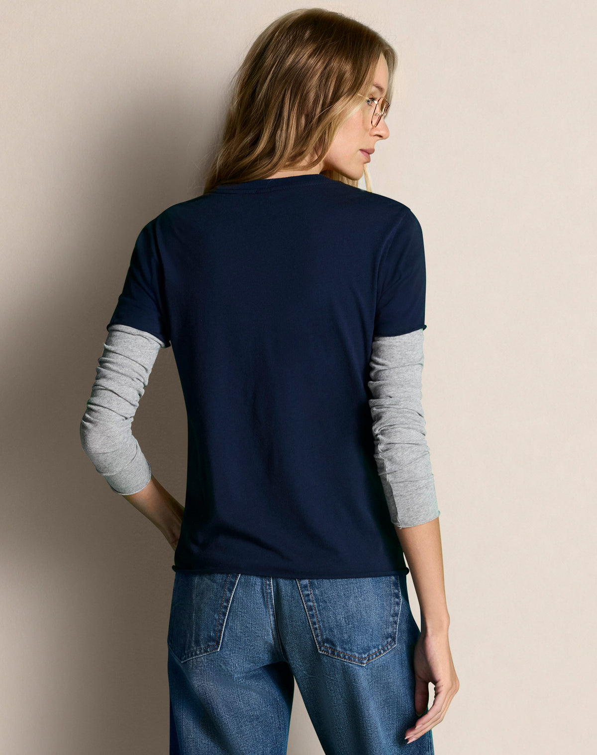Virginia Long Sleeve - Midnight With Grey