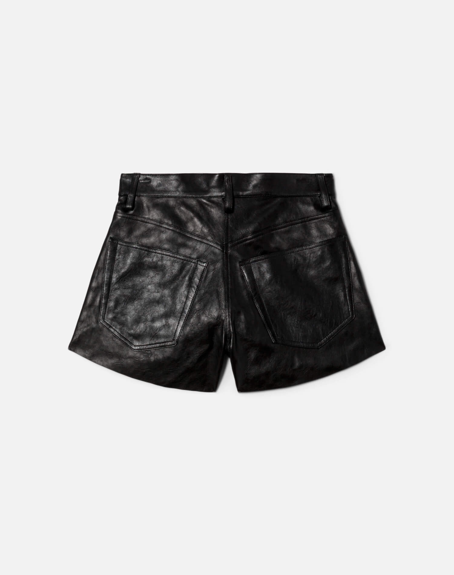 Leather A Frame Short - Black