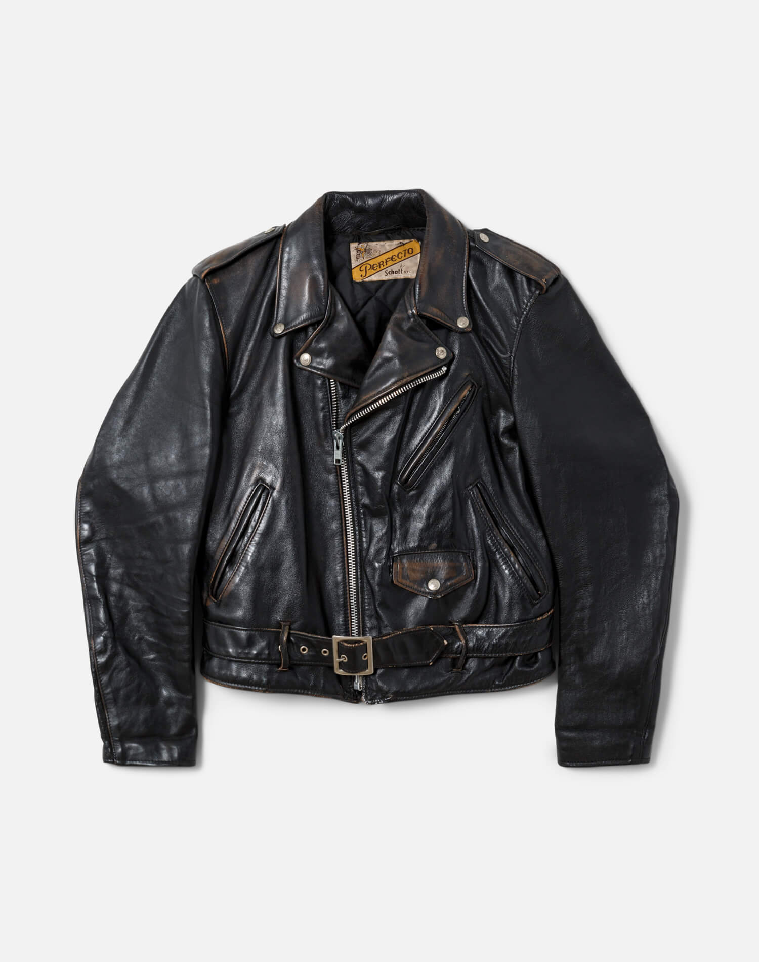 70s Schott Perfecto Belted Leather Moto Jacket