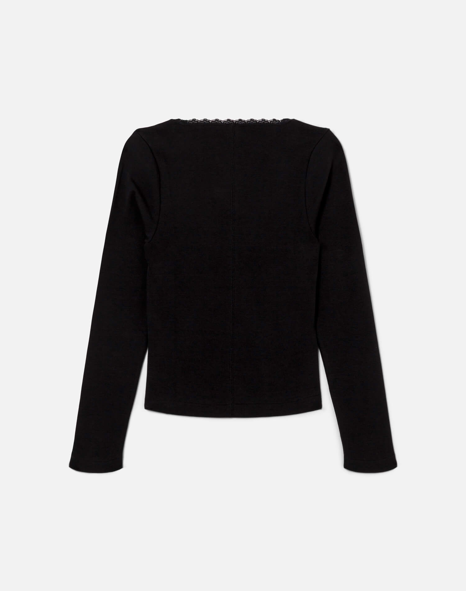 Lace Scoop Neck Long Sleeve - Black