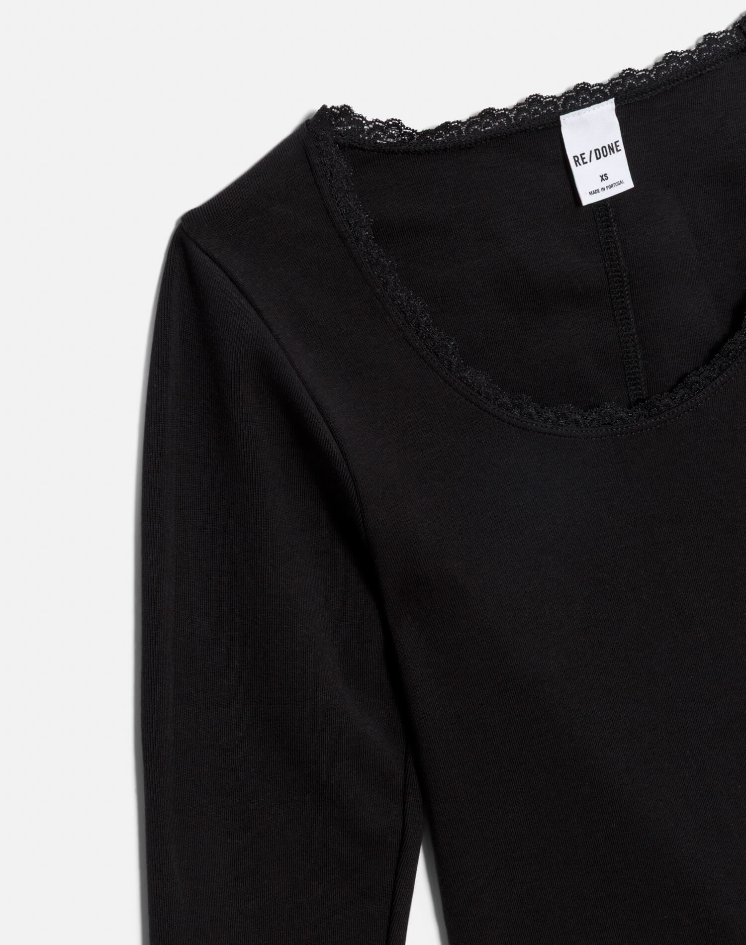 Lace Scoop Neck Long Sleeve - Black