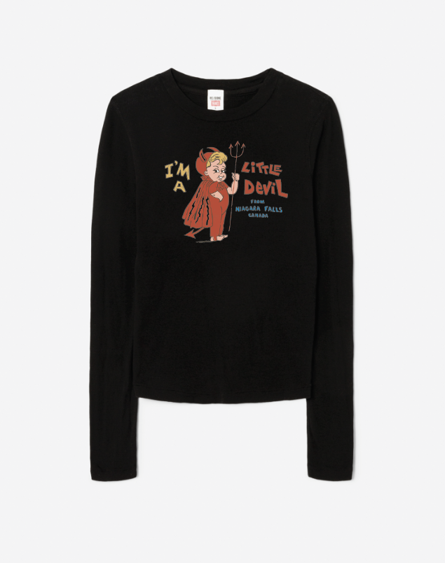 90s Baby Long Sleeve Little Devil - Washed Black