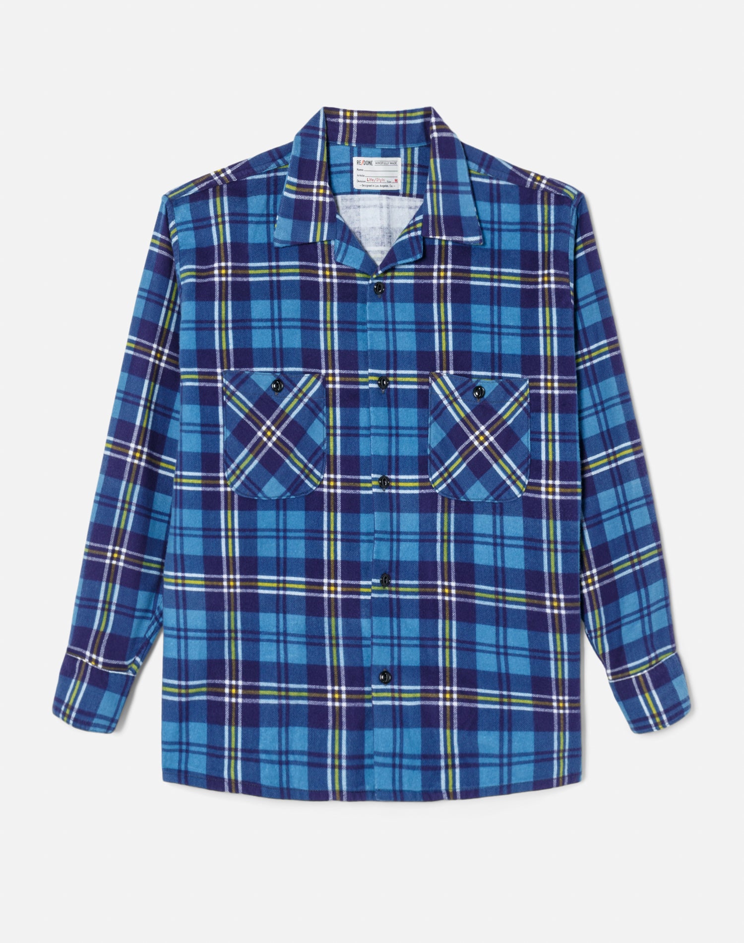 50s Straight Bottom Shirt - Navy/Blue