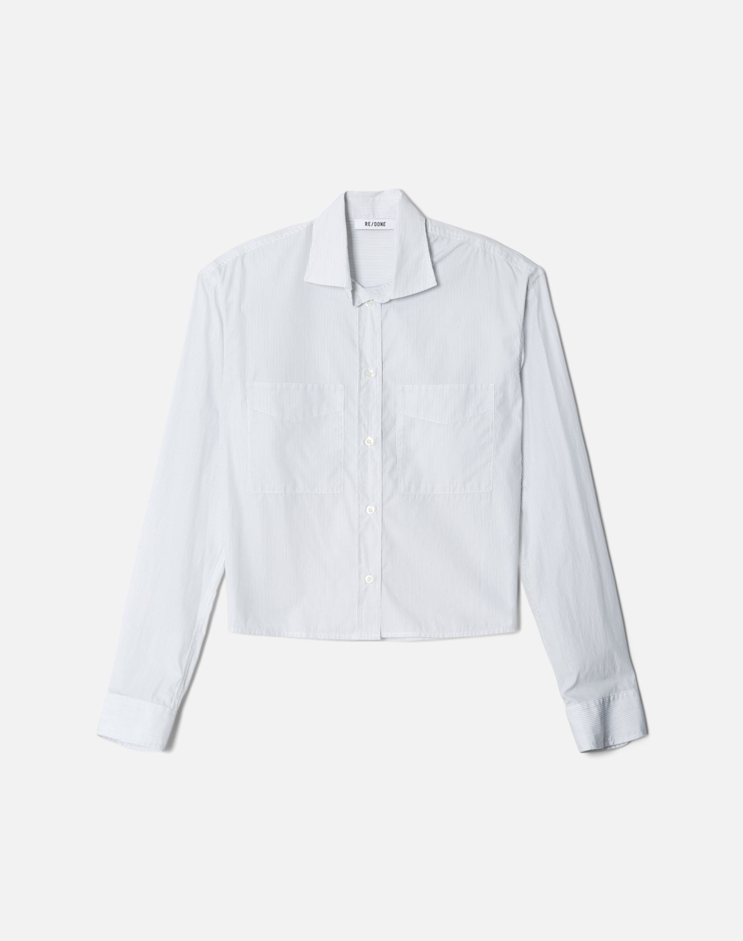 Cropped Oversized Button Up - White/Black