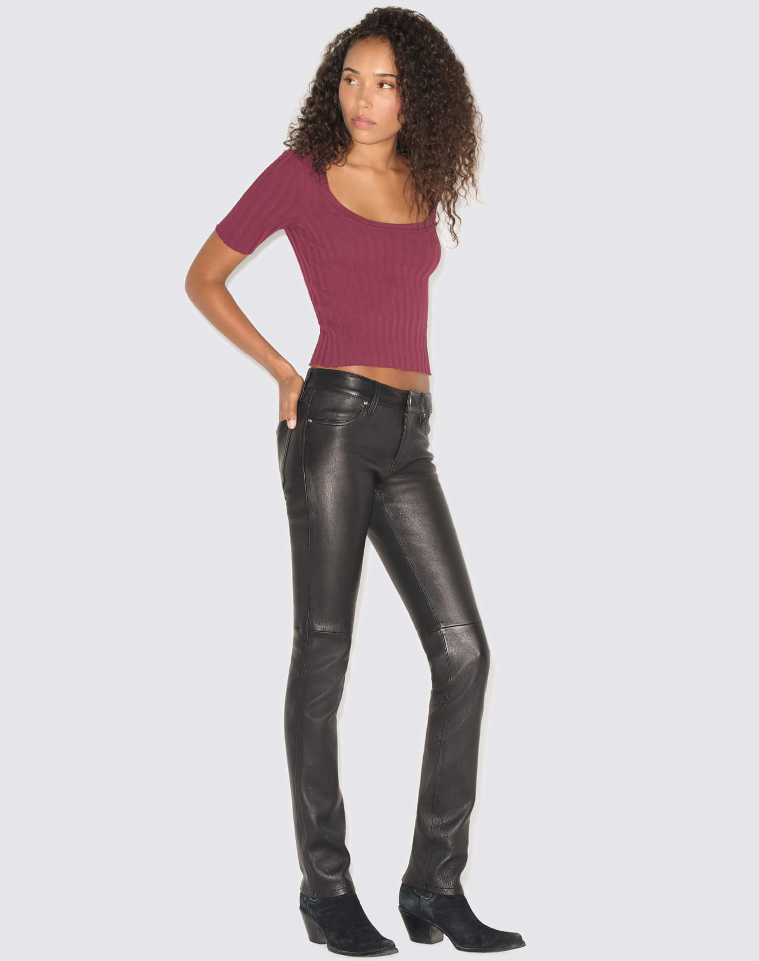 Ivy Scoop Tee - Mulberry