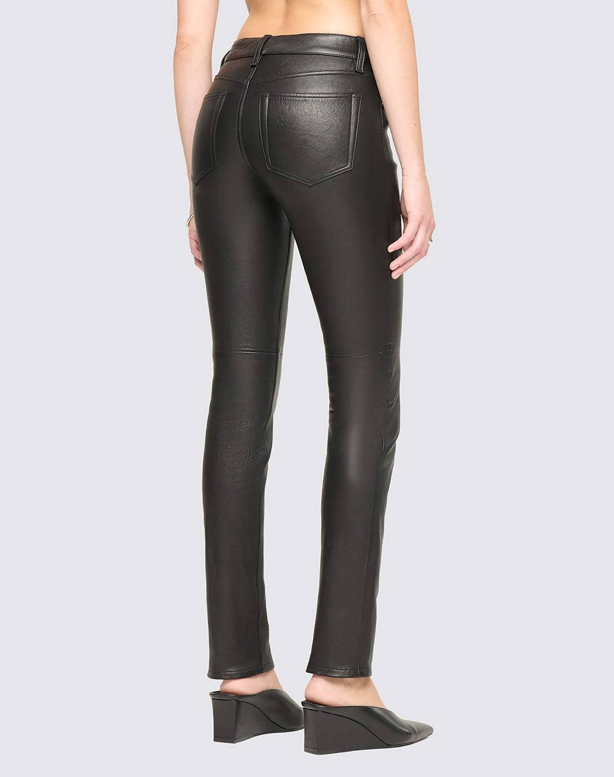 Slim Cig Stretch Leather Pant - Black
