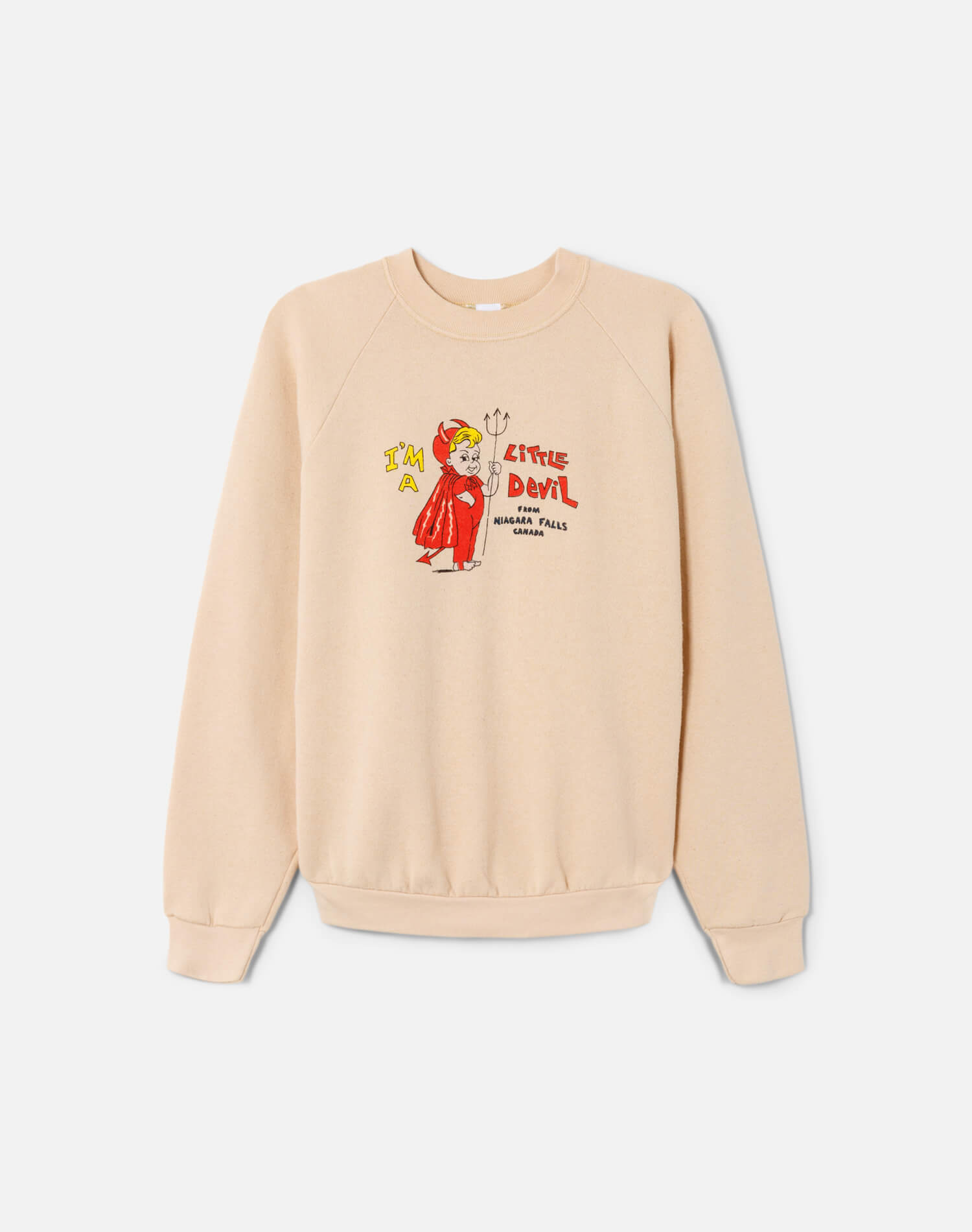 Upcycled "Little Devil" Sweatshirt in Beige - 11229795