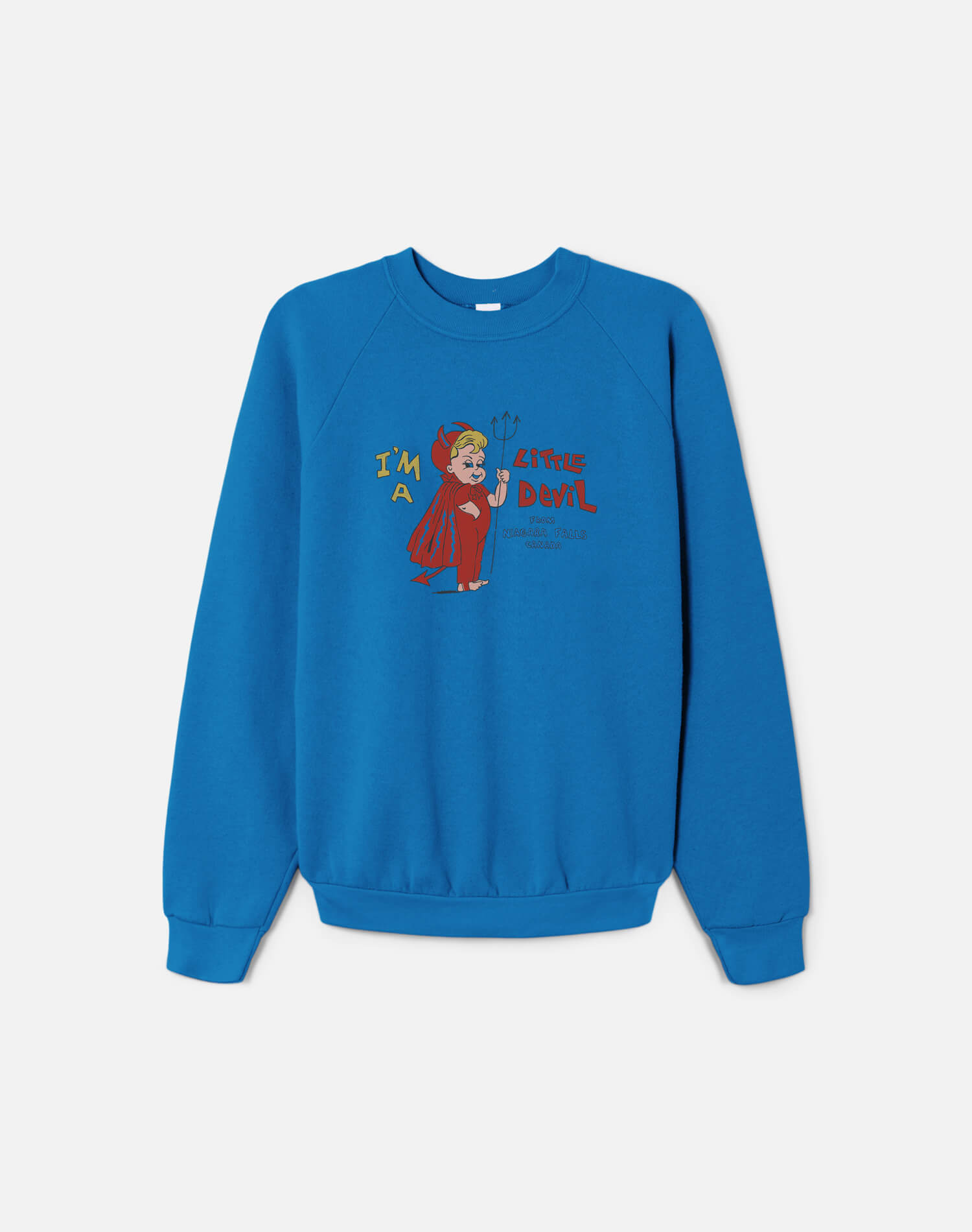 Upcycled "Little Devil" Sweatshirt in Bright Blue - 11229793