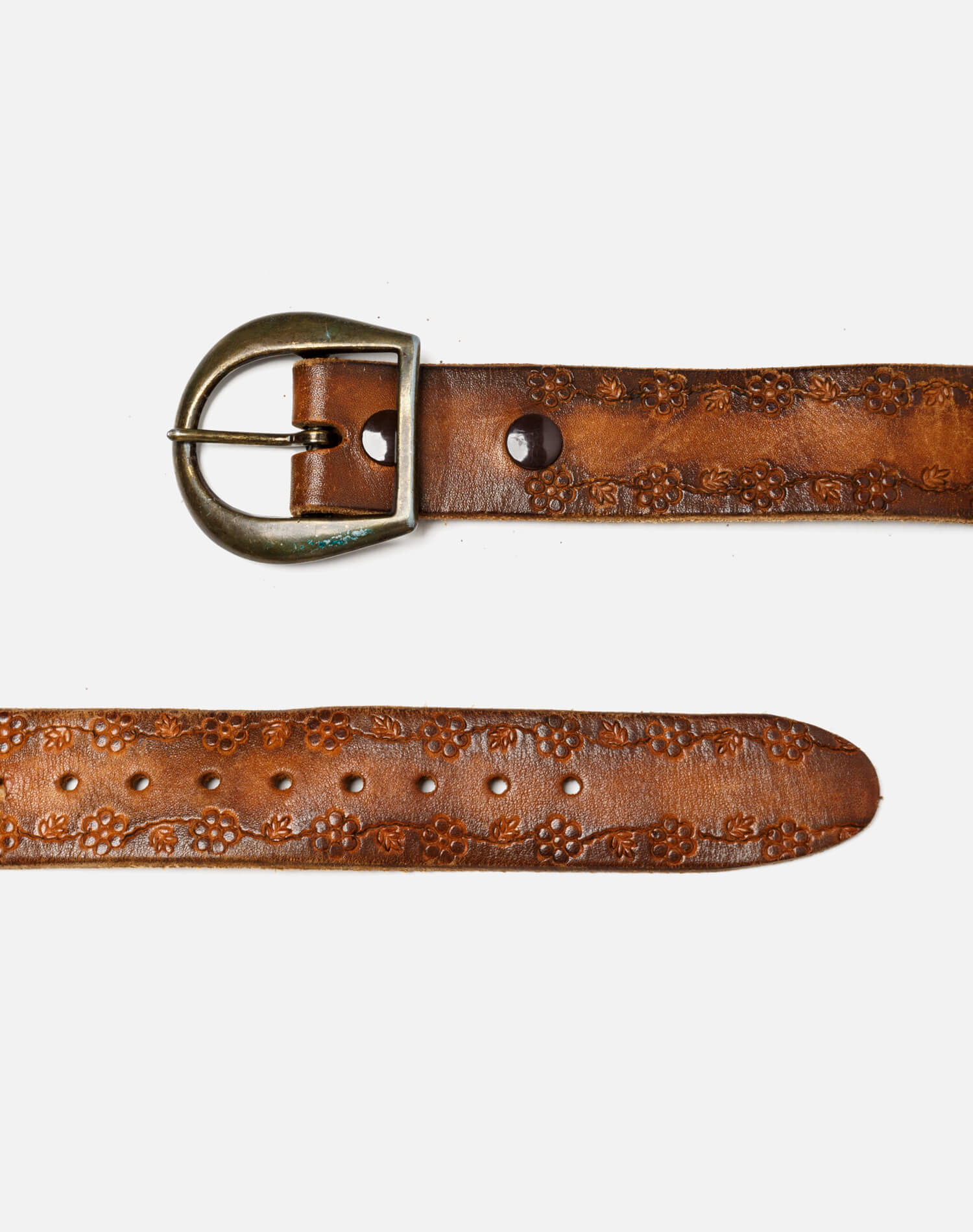 70s Embossed Leather Belt - #40