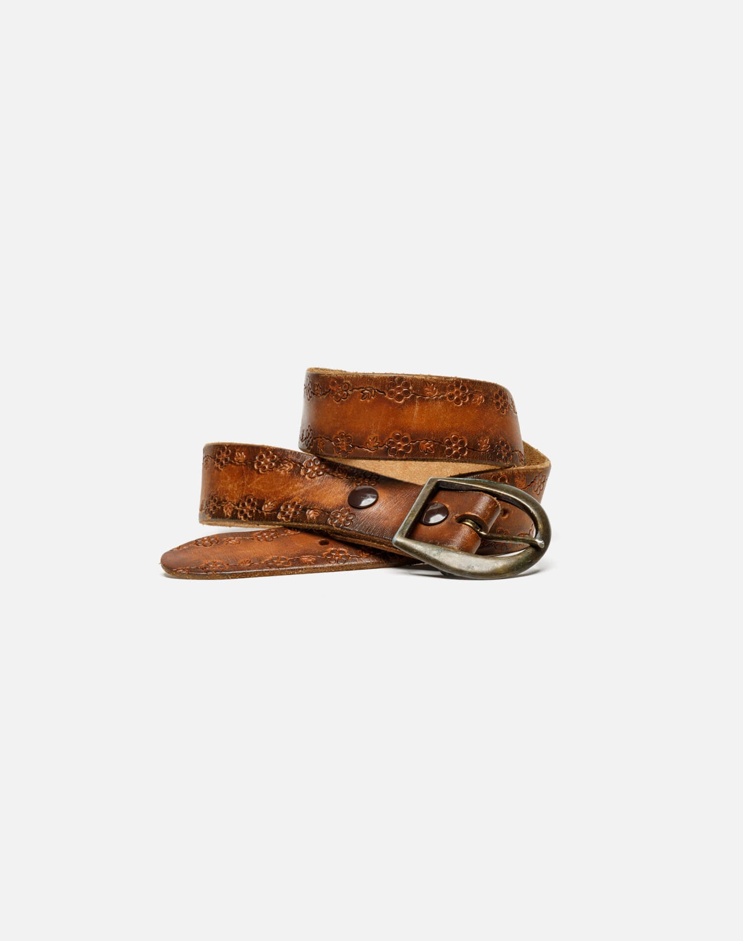 70s Embossed Leather Belt - #40