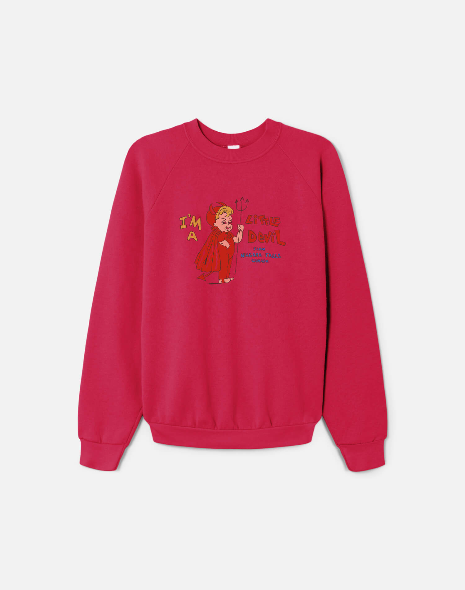 Upcycled "Little Devil" Sweatshirt in Fuchsia - 11229786