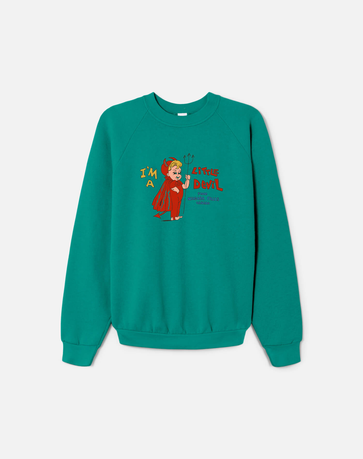 Upcycled "Little Devil" Sweatshirt in Green - 11229784