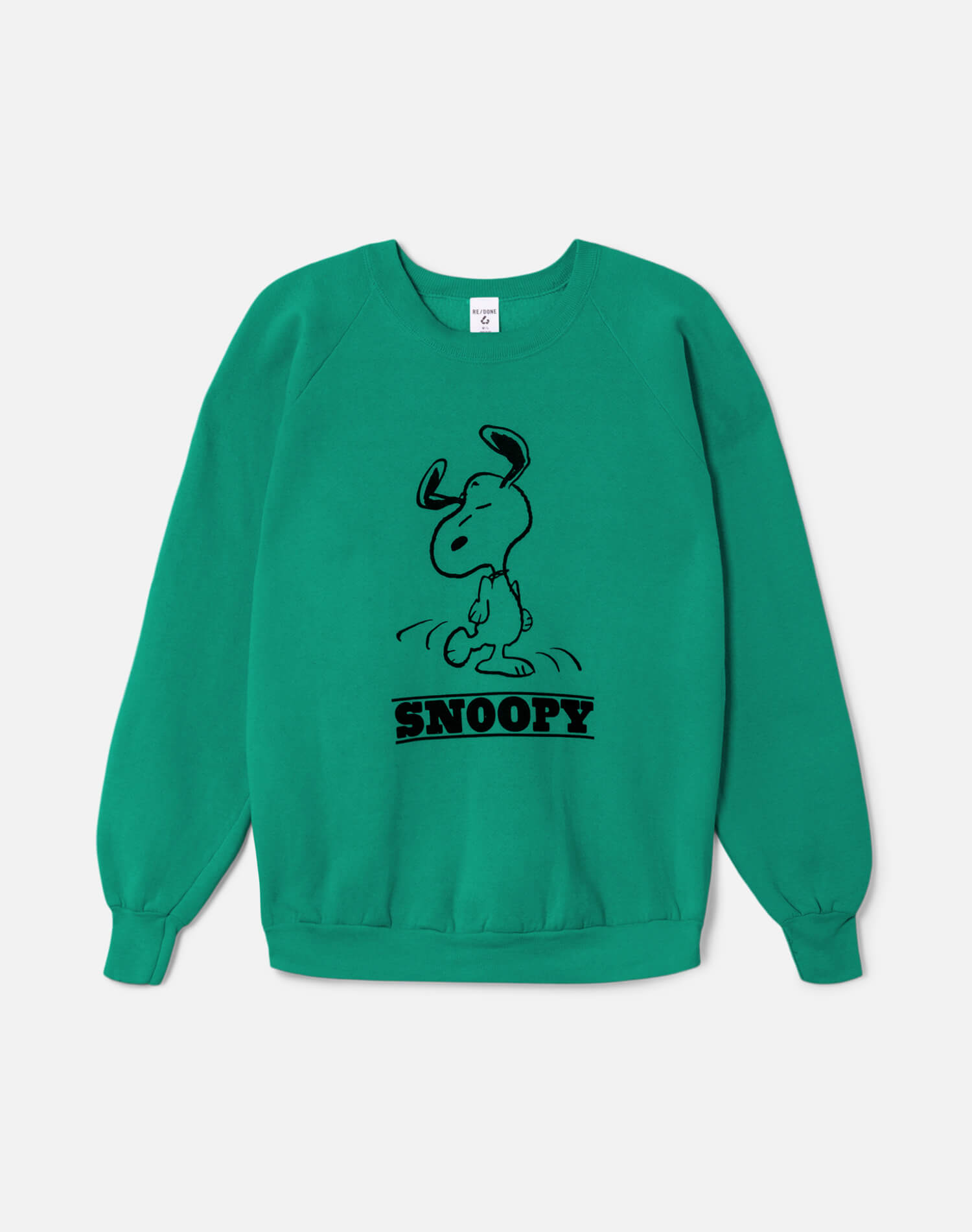 Upcycled "Snoopy Dancing" Sweatshirt in Green - 11229737