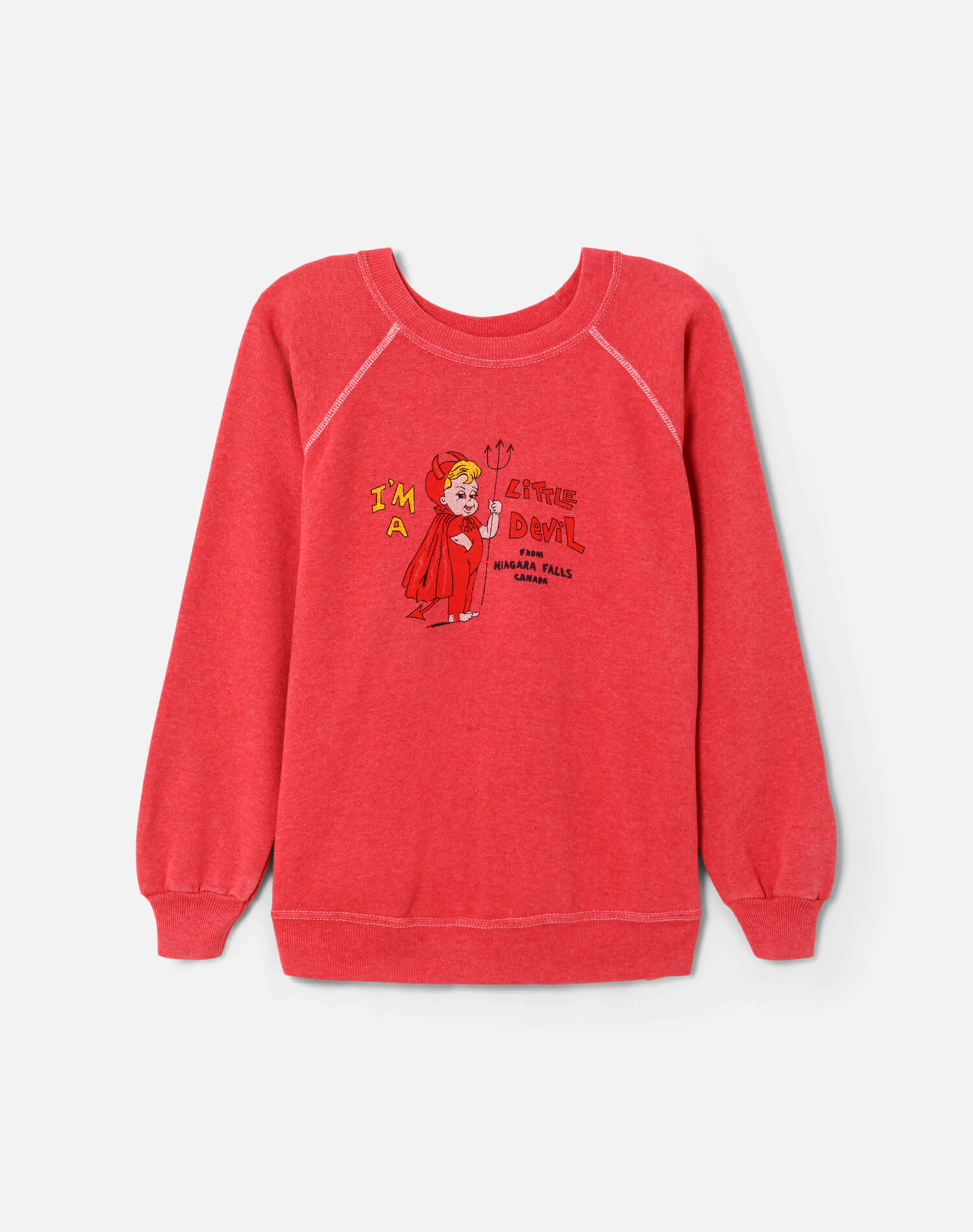 Upcycled "Little Devil" Sweatshirt in Heathered Red - 11229773