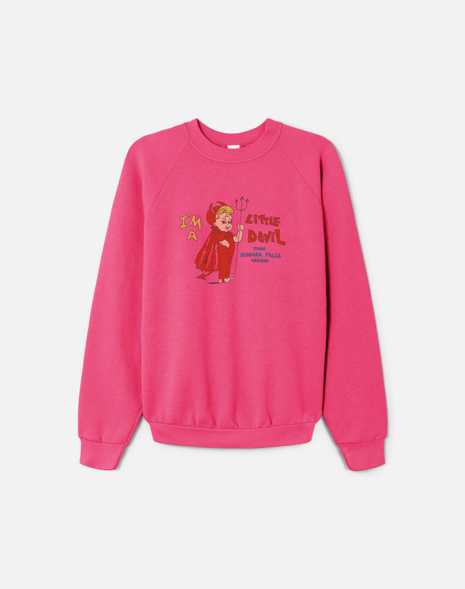 Upcycled "Little Devil" Sweatshirt in Hot Pink - 11229774