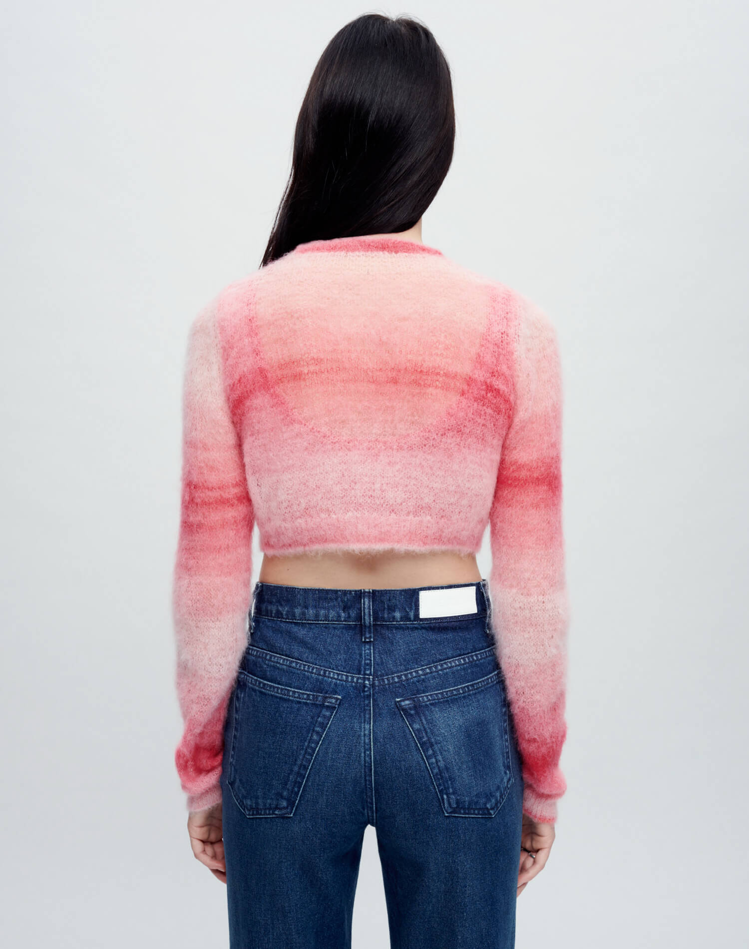 Cropped Crewneck Cardigan - Red Space Dye