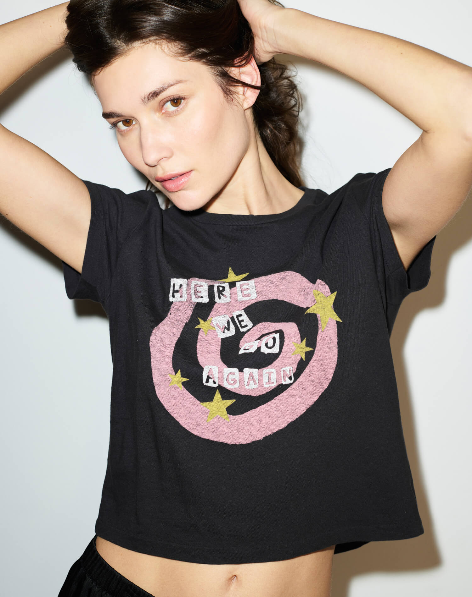 50s Boxy Tee Swirl - Washed Black