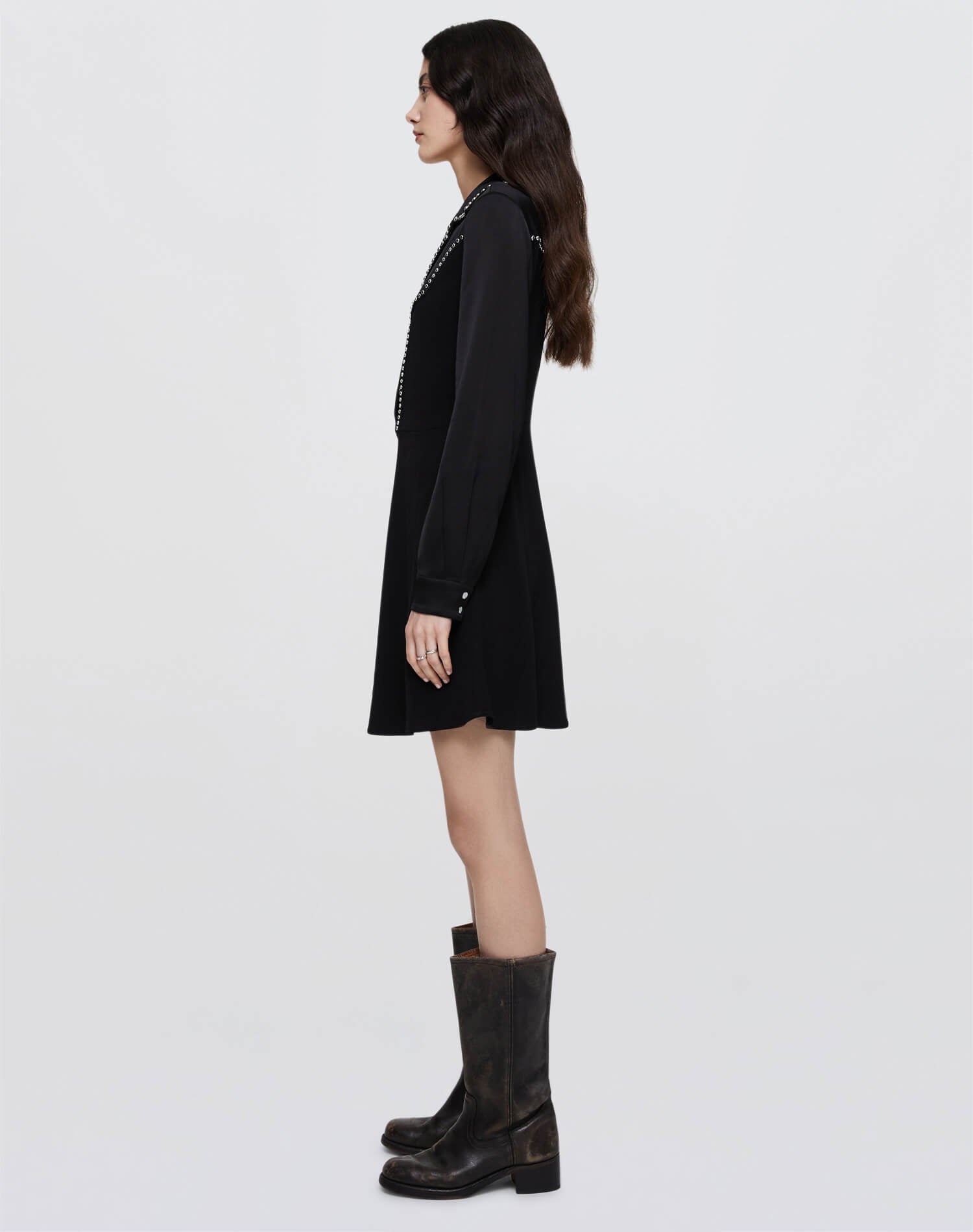 Short Western Yoke Dress - Black
