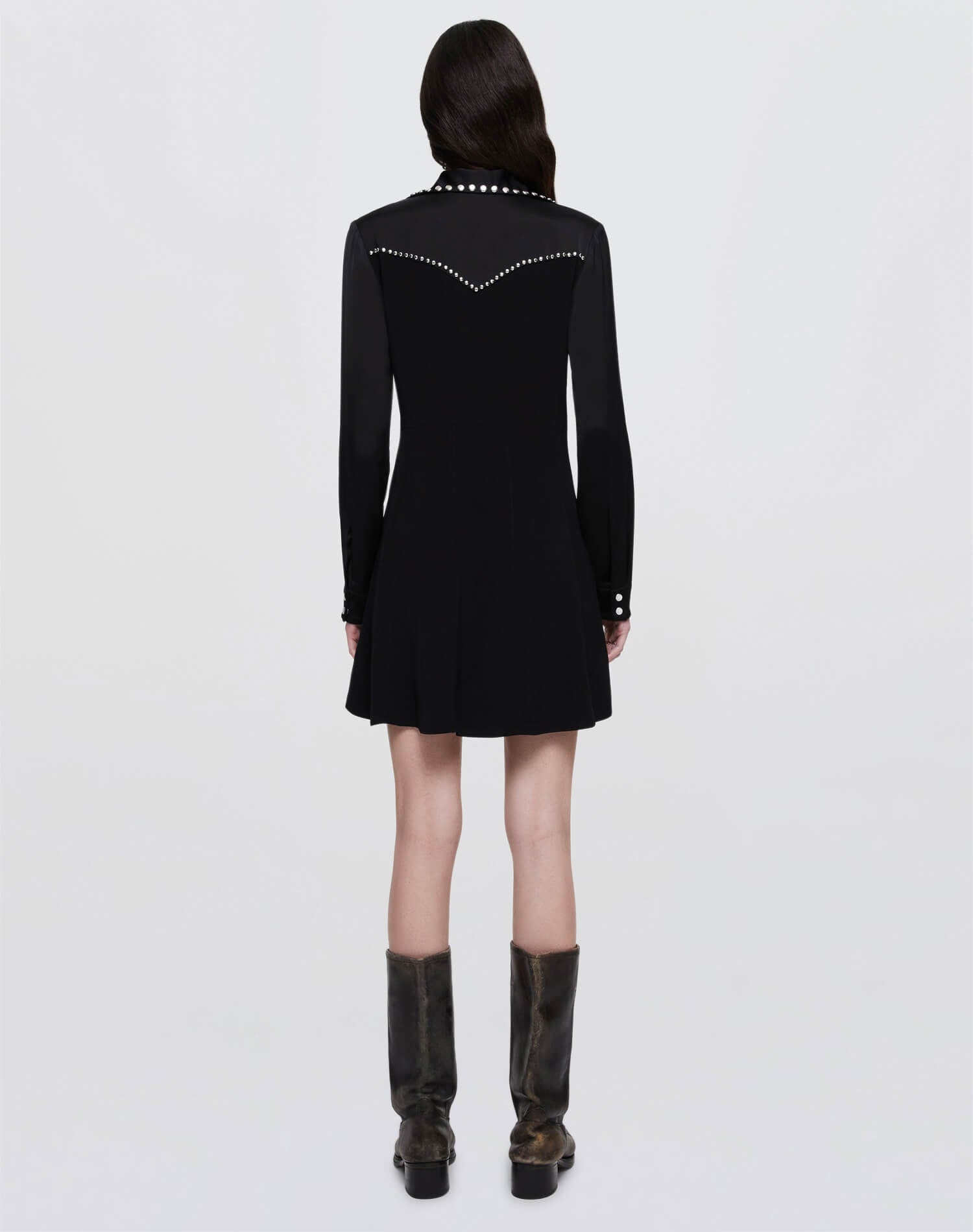 Short Western Yoke Dress - Black