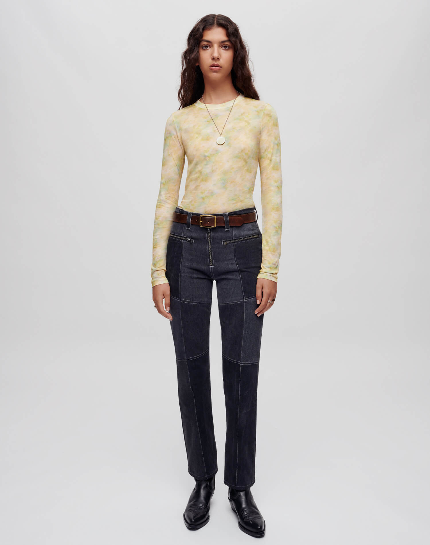 Sheer Long Sleeve Tee - Bumblebee Watercolor