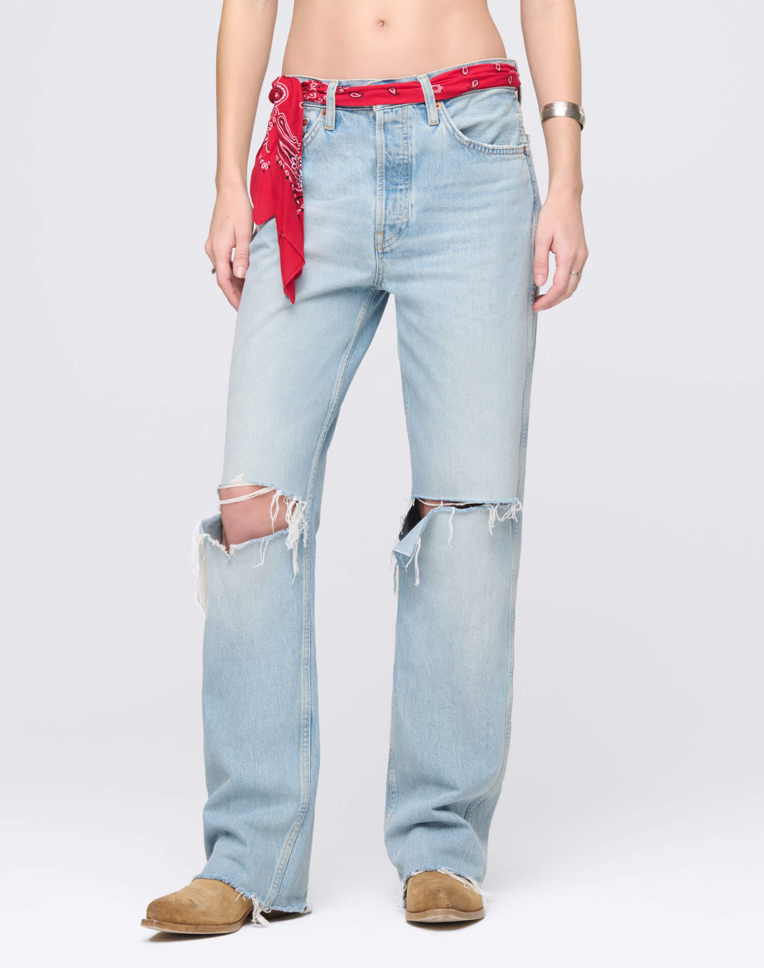 RE/DONE Jeans | High Rise Loose in Washed Black with Rips