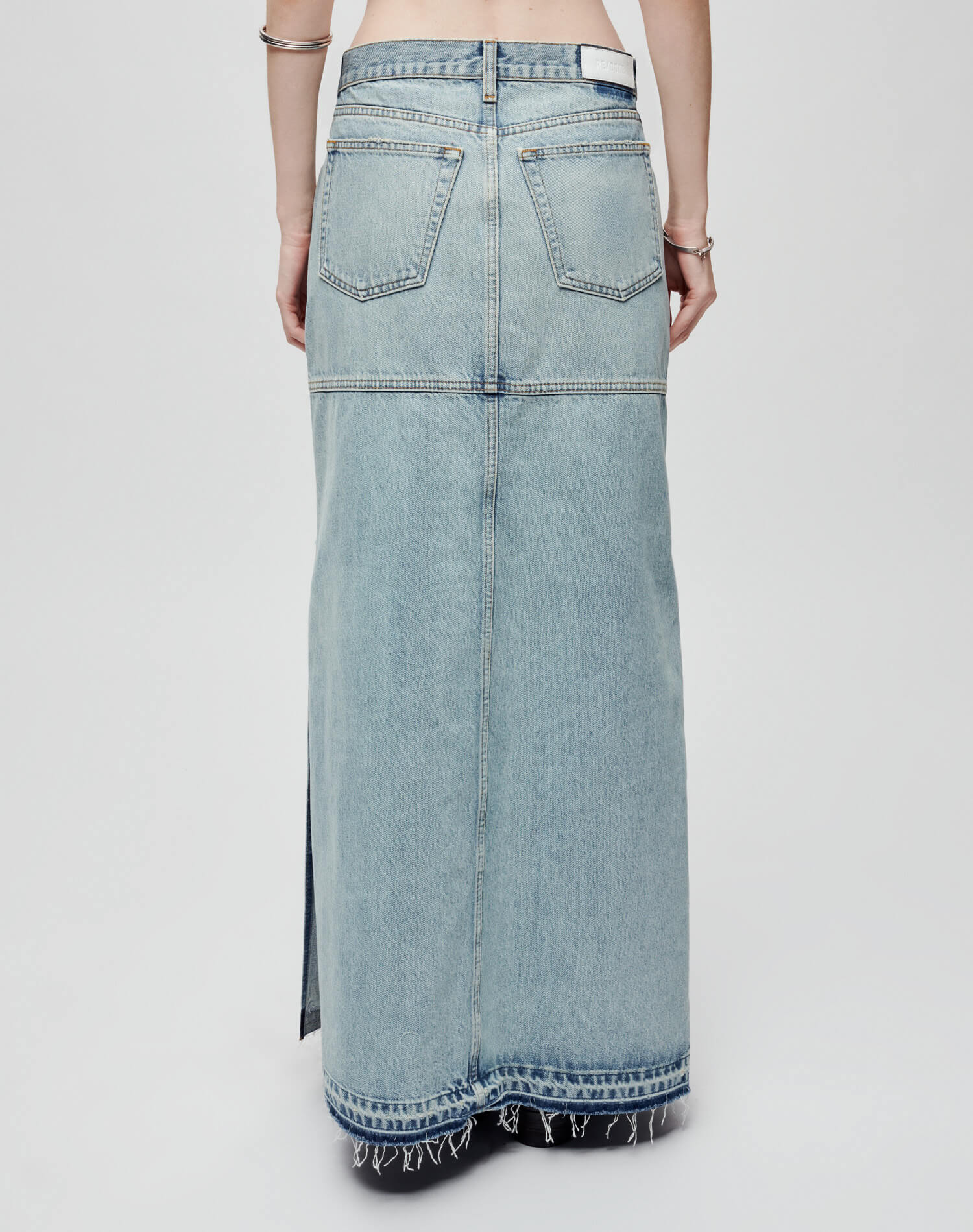 Mid Rise Split Skirt - Ripped Tide