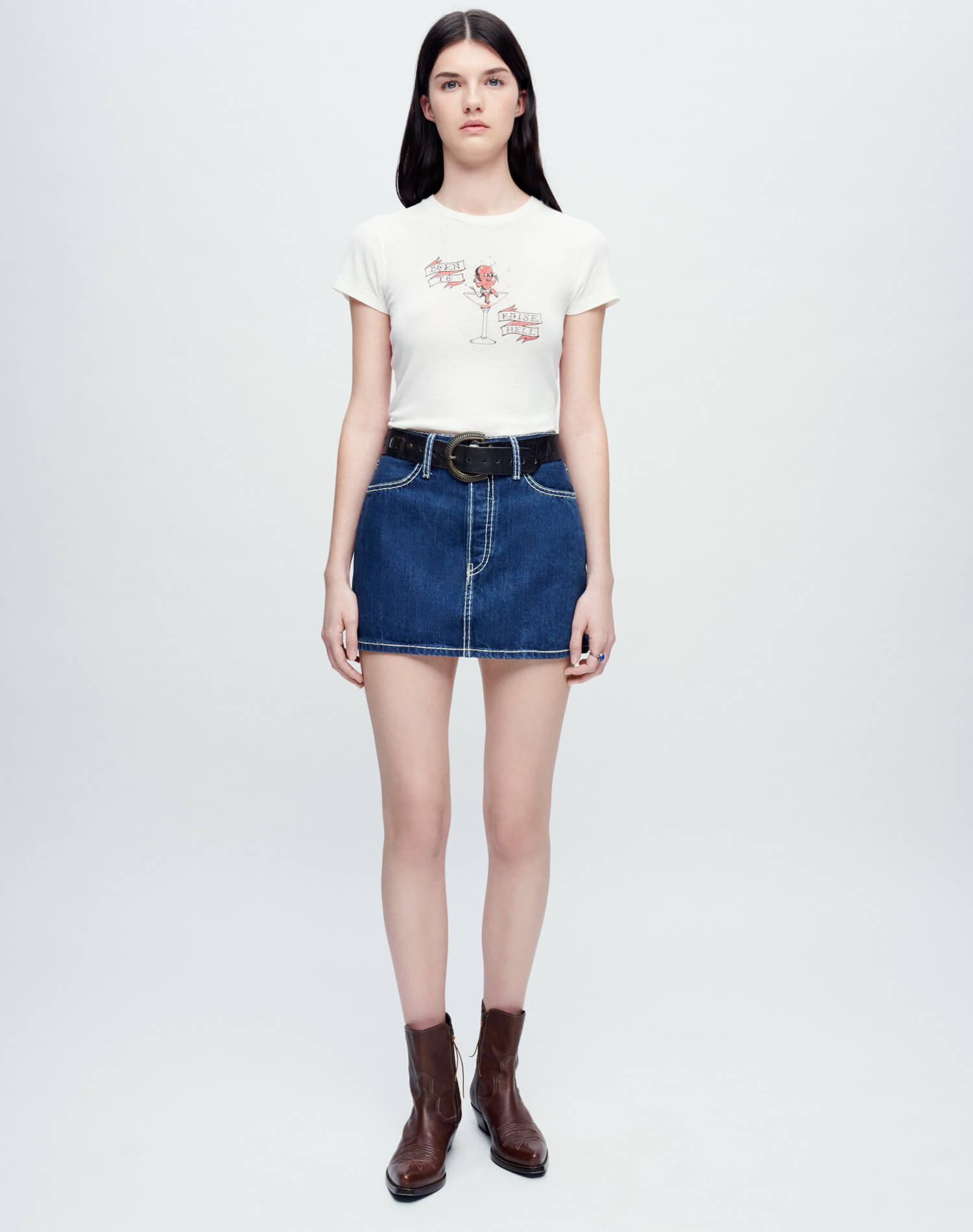 90s Baby Tee "Raise Hell" - Vintage White
