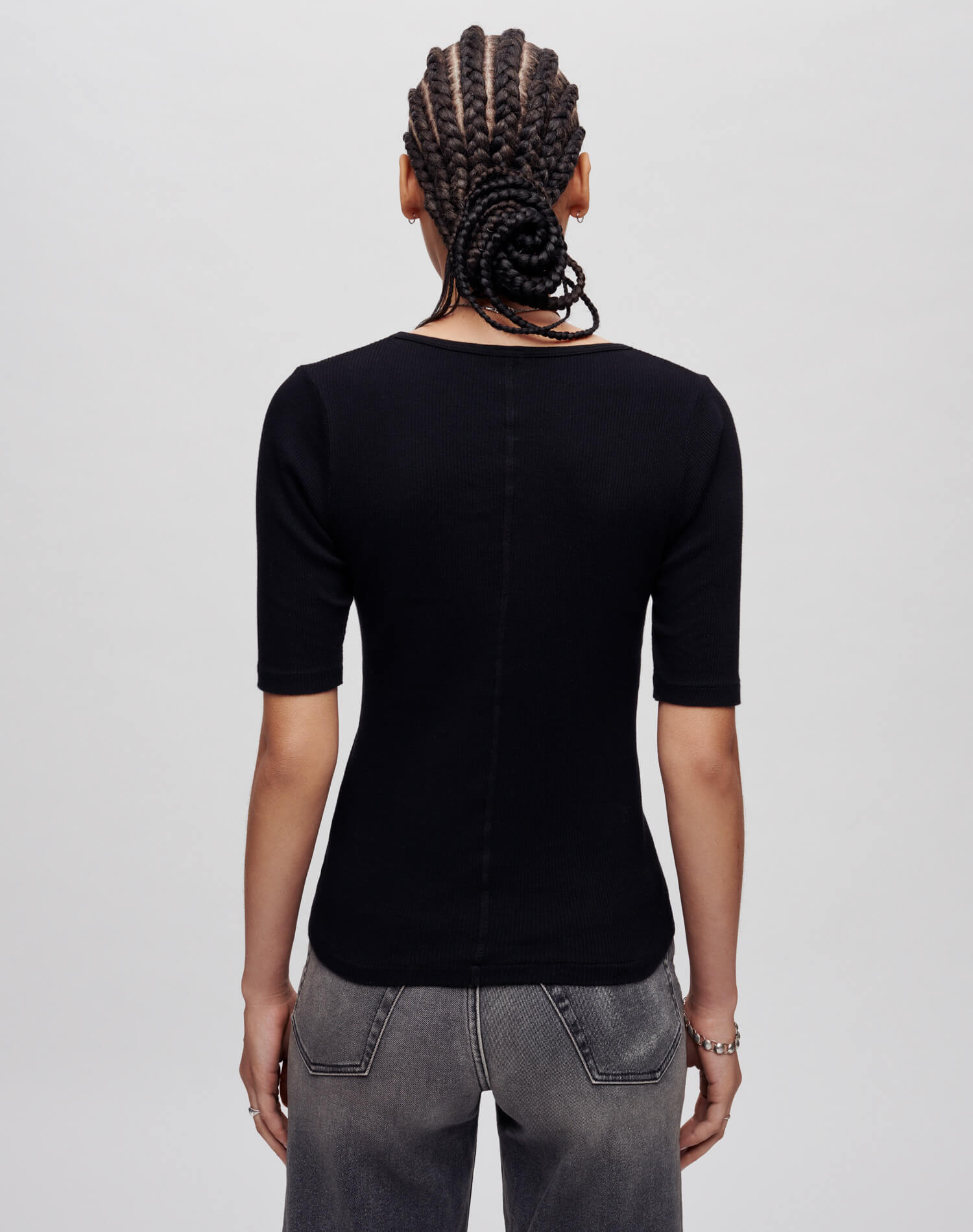 Hanes Ribbed Scoop Neck Tee - Black