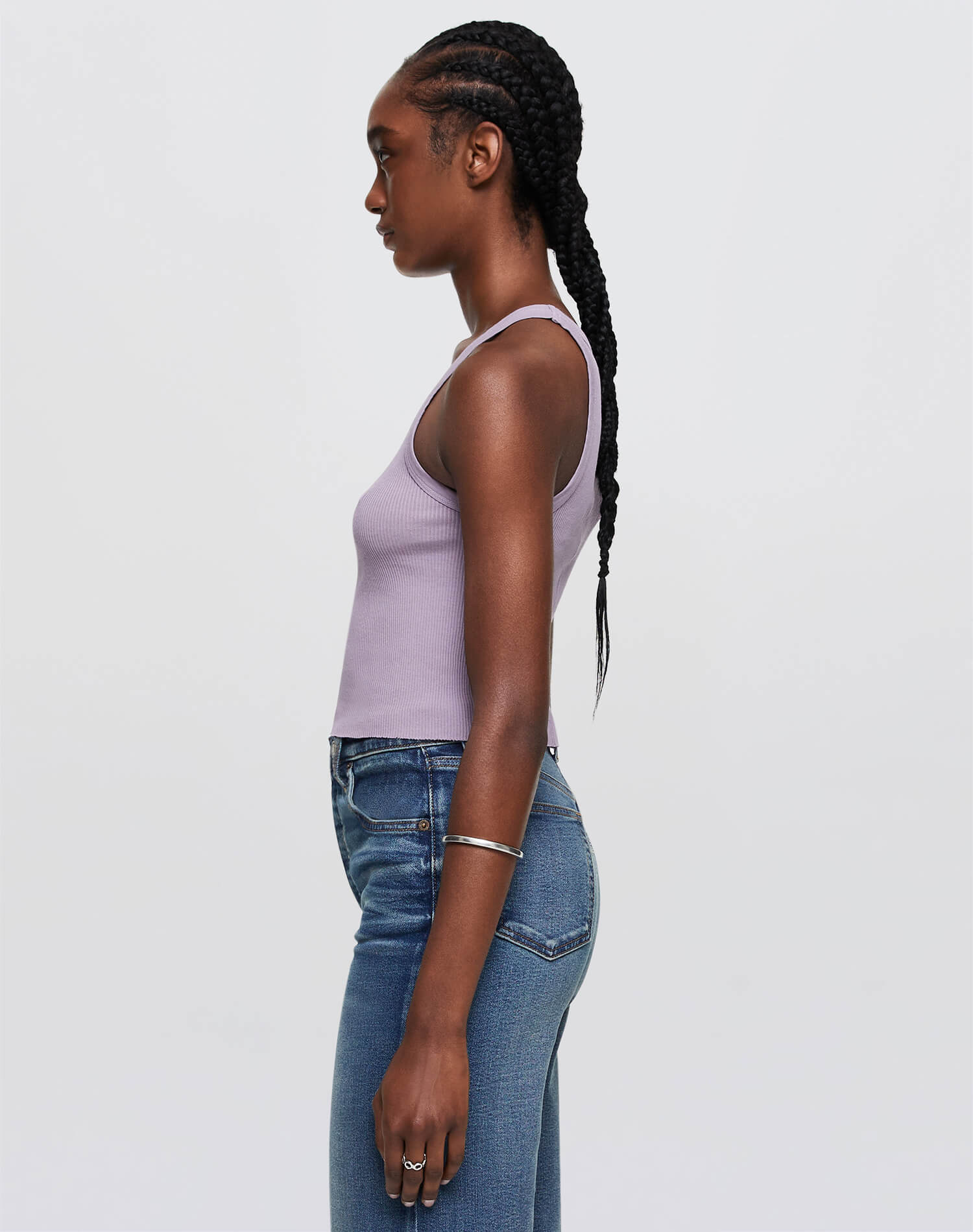 Hanes Cropped Ribbed Tank - Lavender
