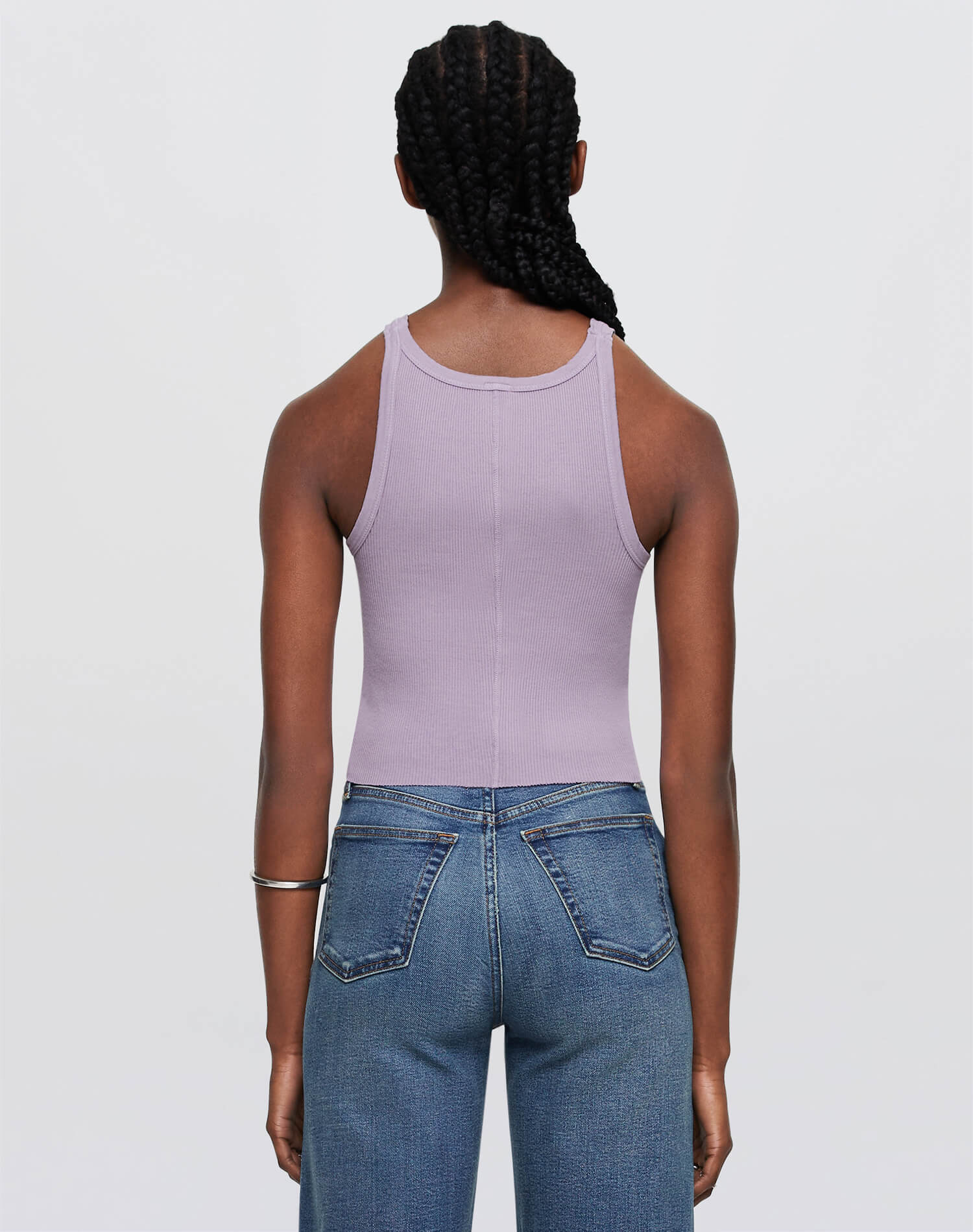 Hanes Cropped Ribbed Tank - Lavender