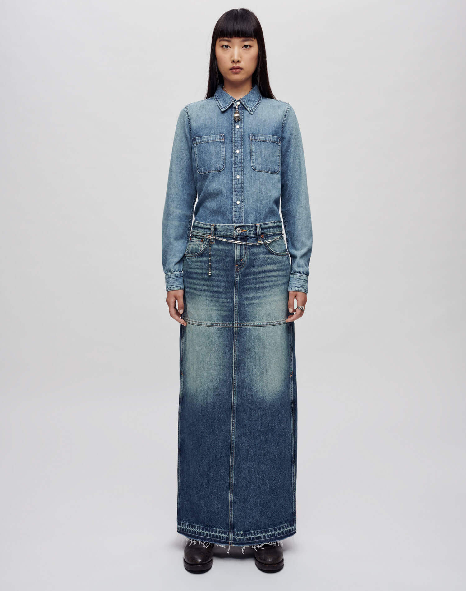 Mid Rise Split Skirt - Herbal Tint