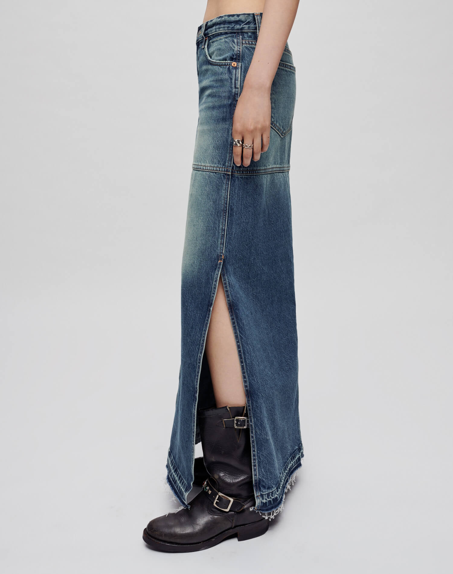 Mid Rise Split Skirt - Herbal Tint