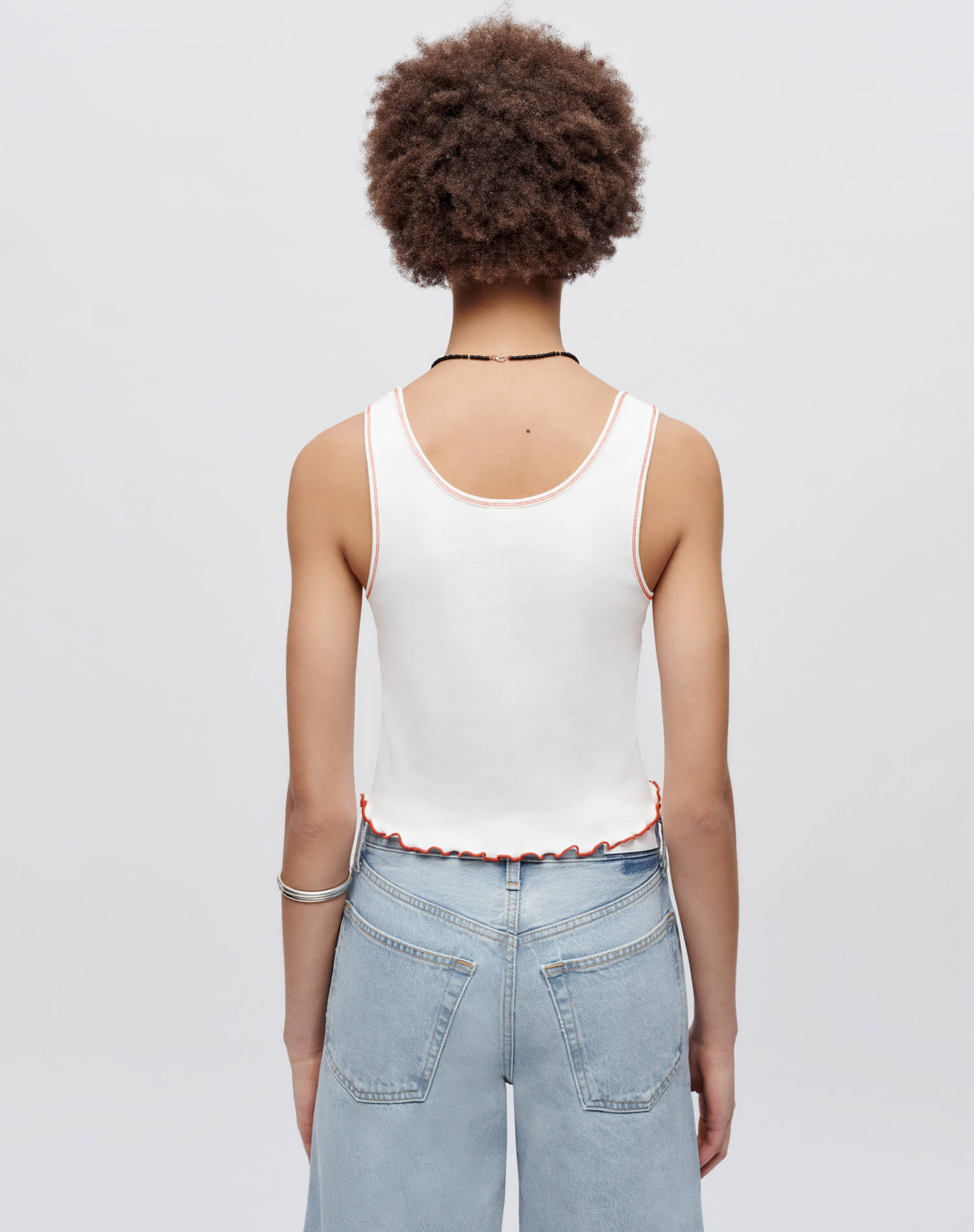 Sporty Contrast Tank - White With Persimmon