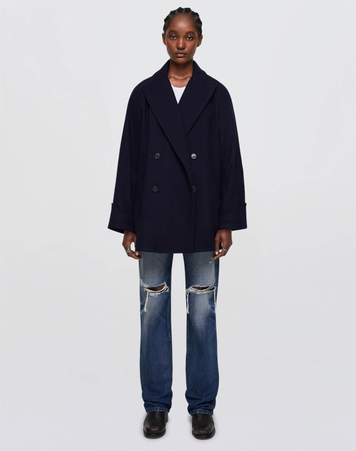 Oversized Peacoat - Navy