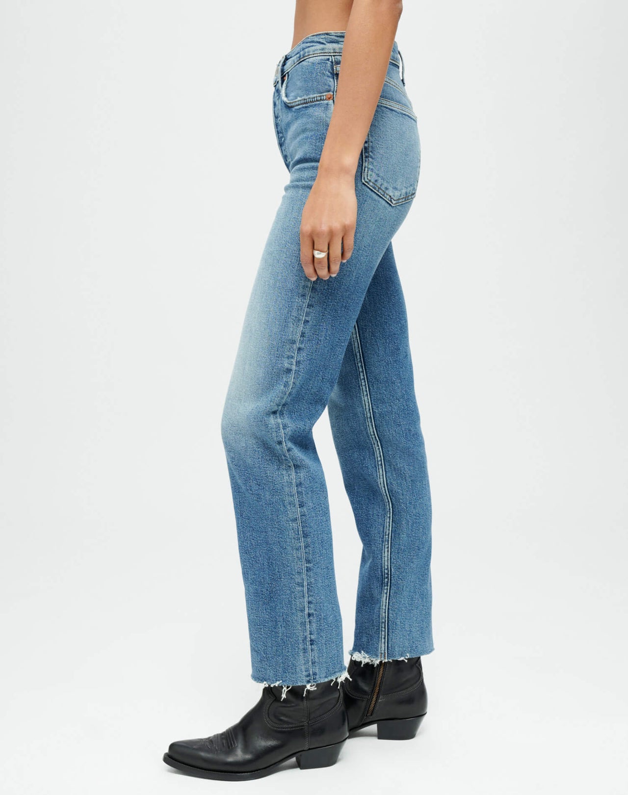 RE/DONE Jeans Comfort Stretch High Rise Stove Pipe in Mid 70s