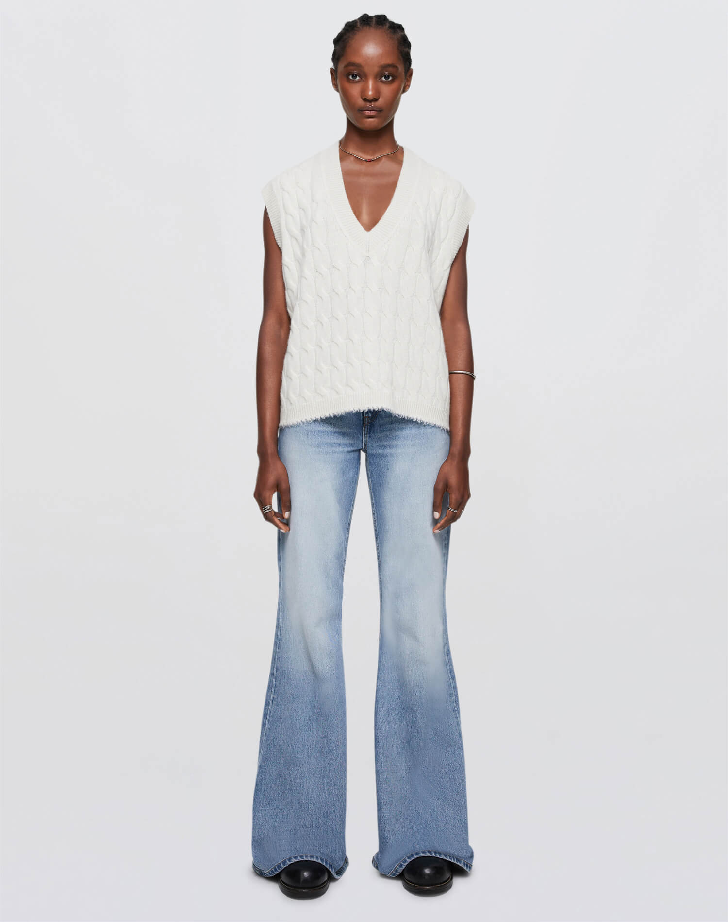 Cashmere Cable Vest - Ivory