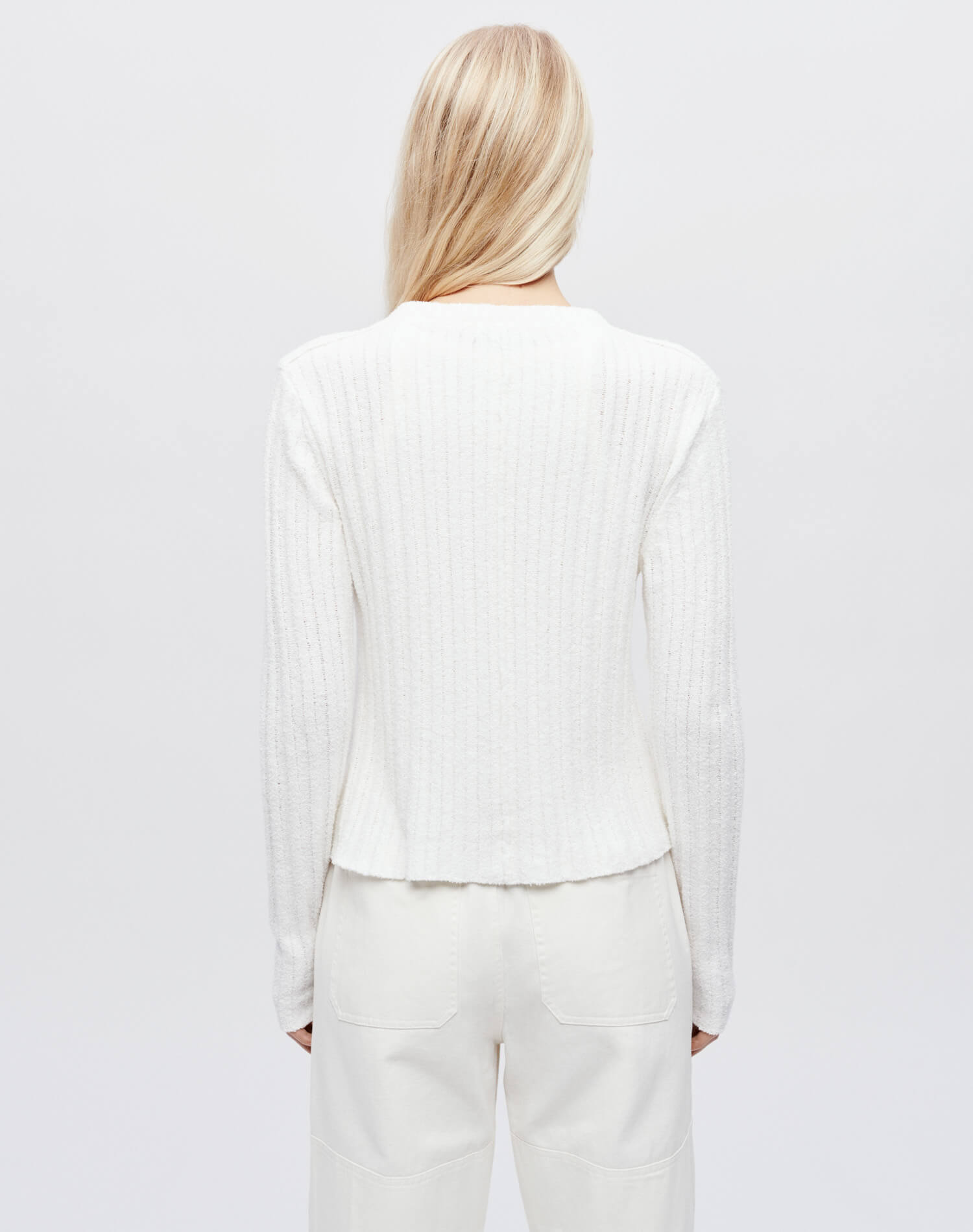 Terry Ribbed Cardi - Vintage White