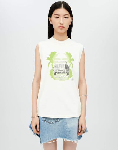 Oversized Muscle "Stanley Mouse Easy Automotive" Tank - Vintage White