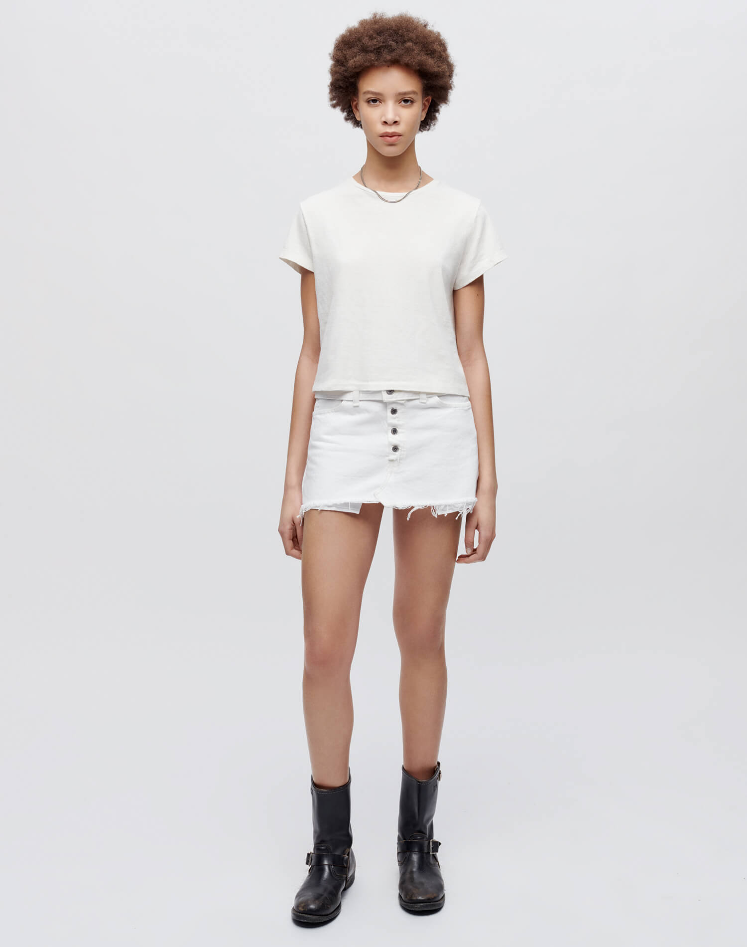 Levi's Raw Waist Micro Mini Skirt - White