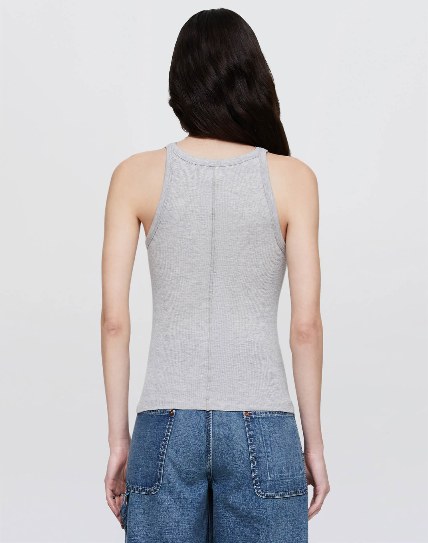 RE/DONE | Hanes Ribbed Tank in Heather Grey