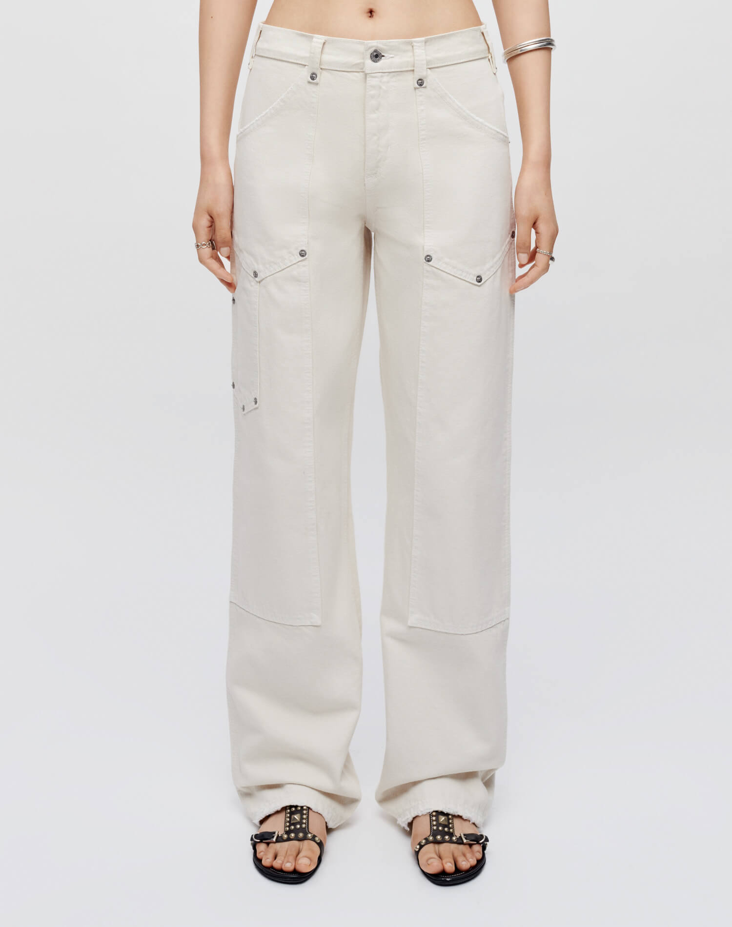 Mid Rise Workwear - Distressed Vintage White