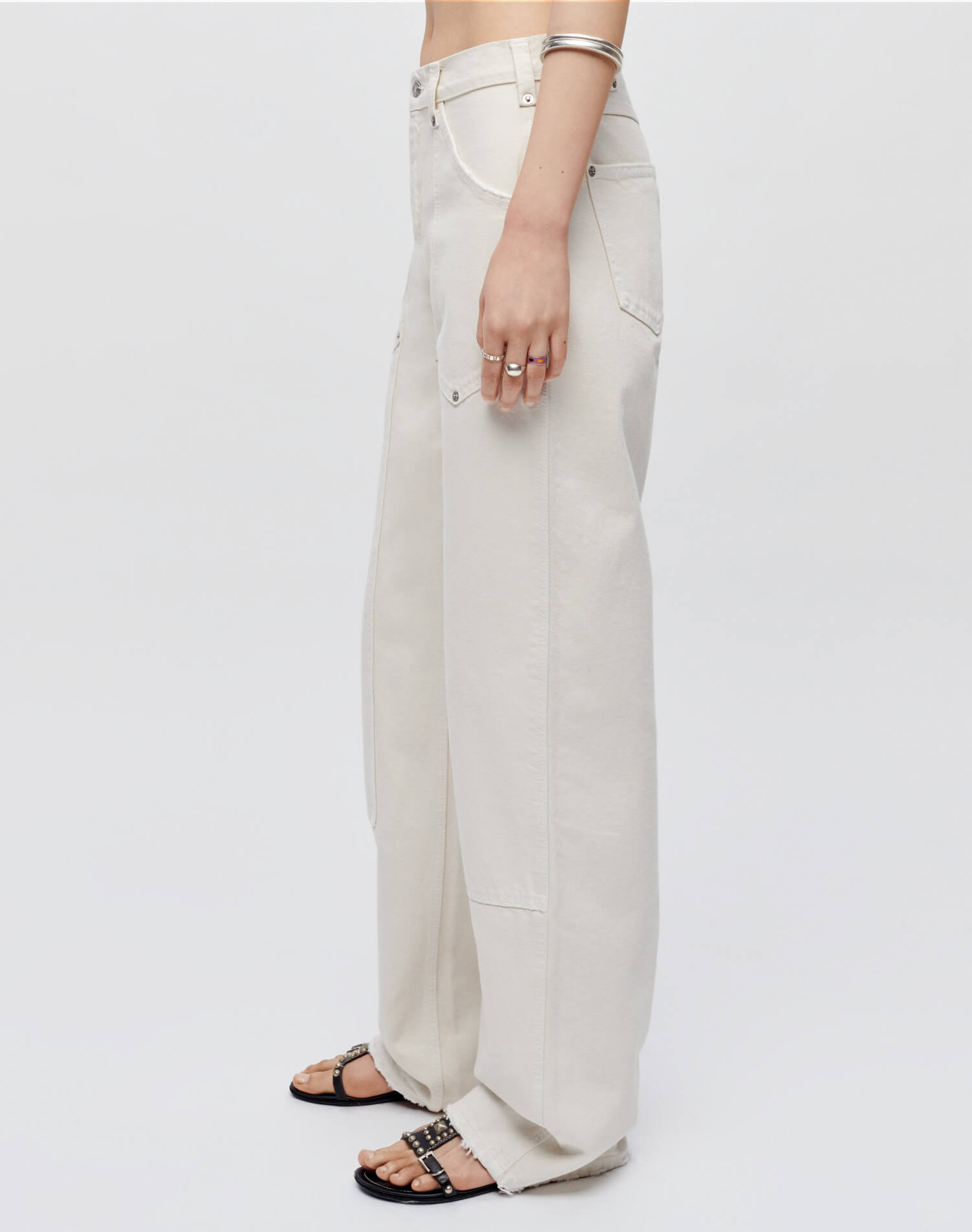 Mid Rise Workwear - Distressed Vintage White