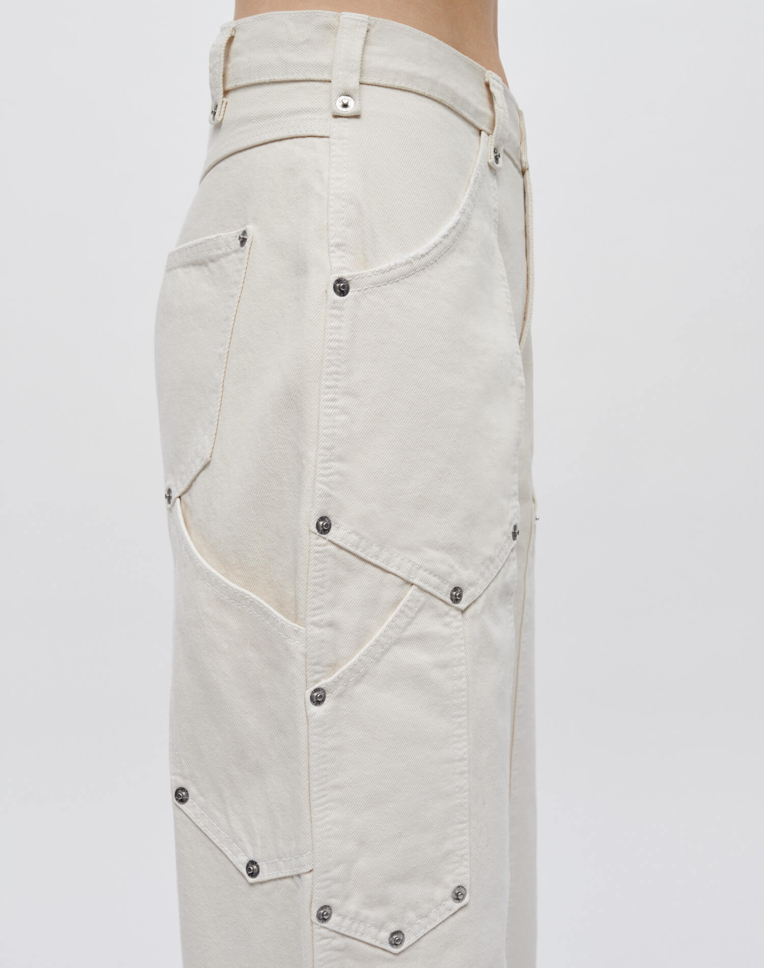 Mid Rise Workwear - Distressed Vintage White