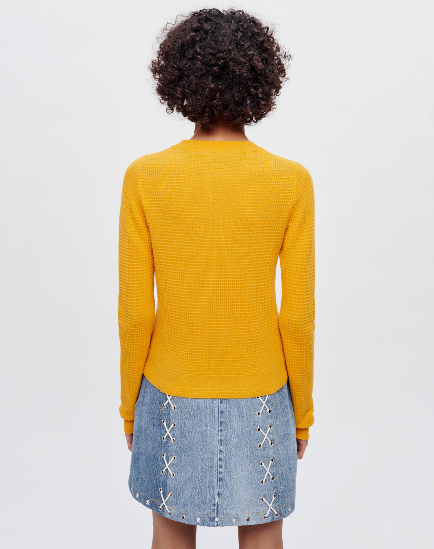 Waffle Slim Pullover - Clementine